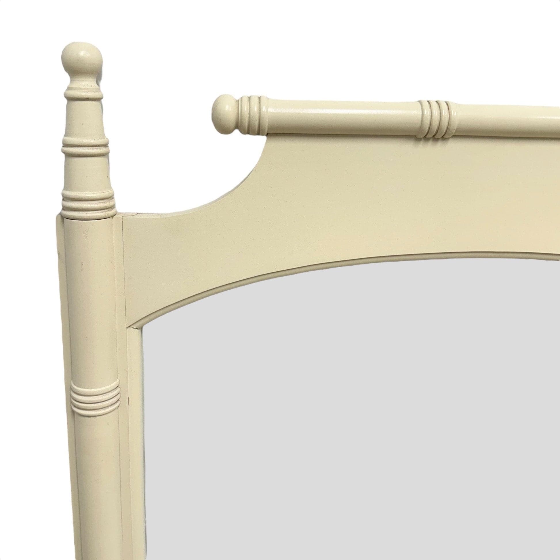Faux Bamboo Mirror 42x30 LOCAL PICKUP Vintage Creamy White Coastal Hollywood Regency Style - Thumbnail 3