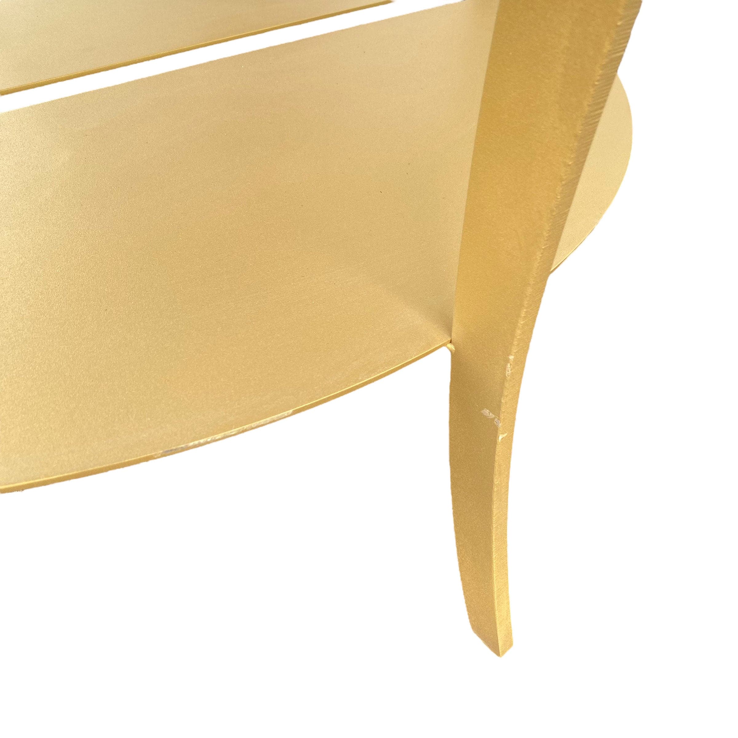 Steel Demilune Console Tables Set of 2 FREE SHIPPING Vintage Mastercraft Modern American Curved Half Moon Metal Coated in Gold Brass - Thumbnail 8