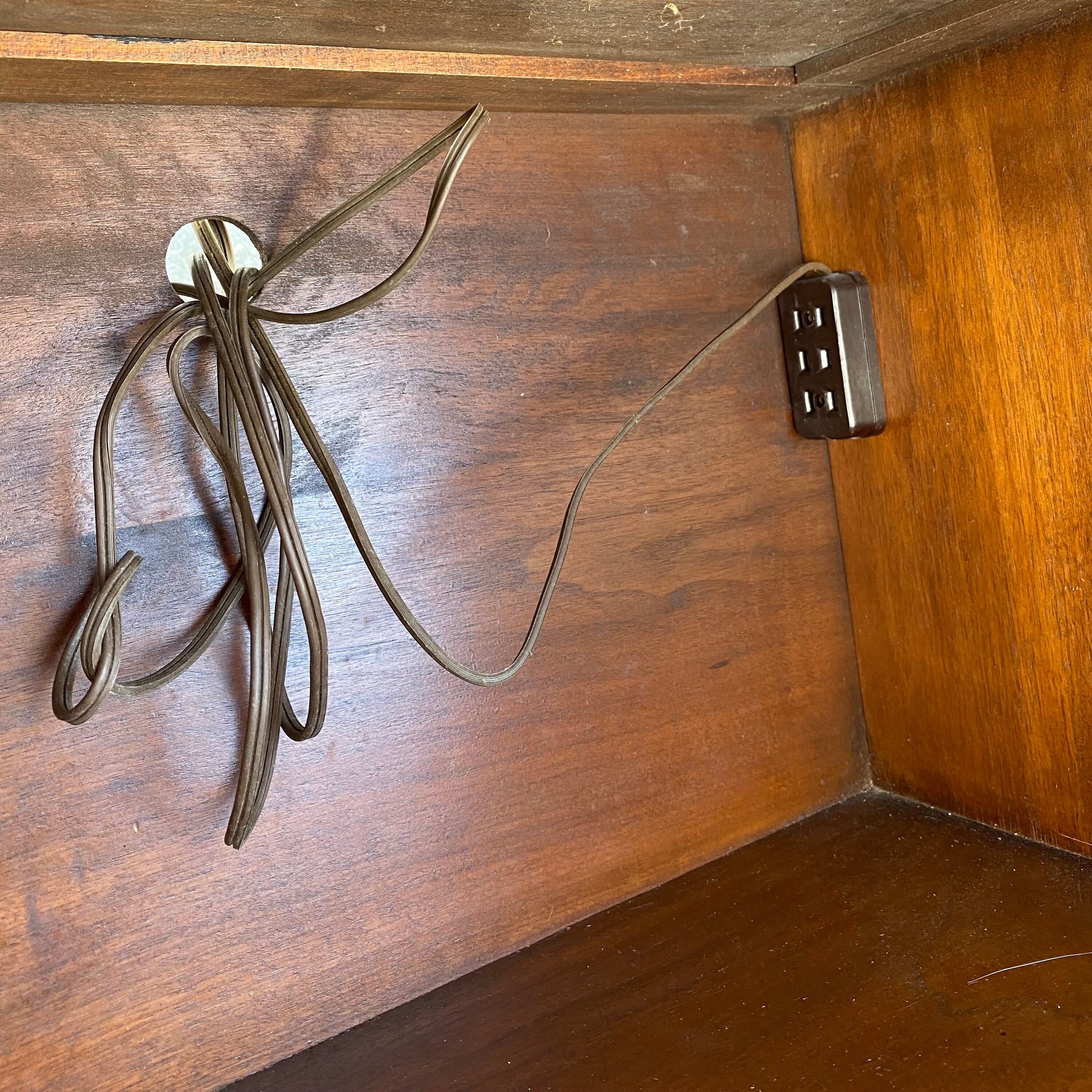 Chinoiserie Nightstand by Henredon Tansu FREE SHIPPING Vintage Dark Wood & Brass Asian Hollywood Regency Campaign Chinese Charging End Table - Thumbnail 8