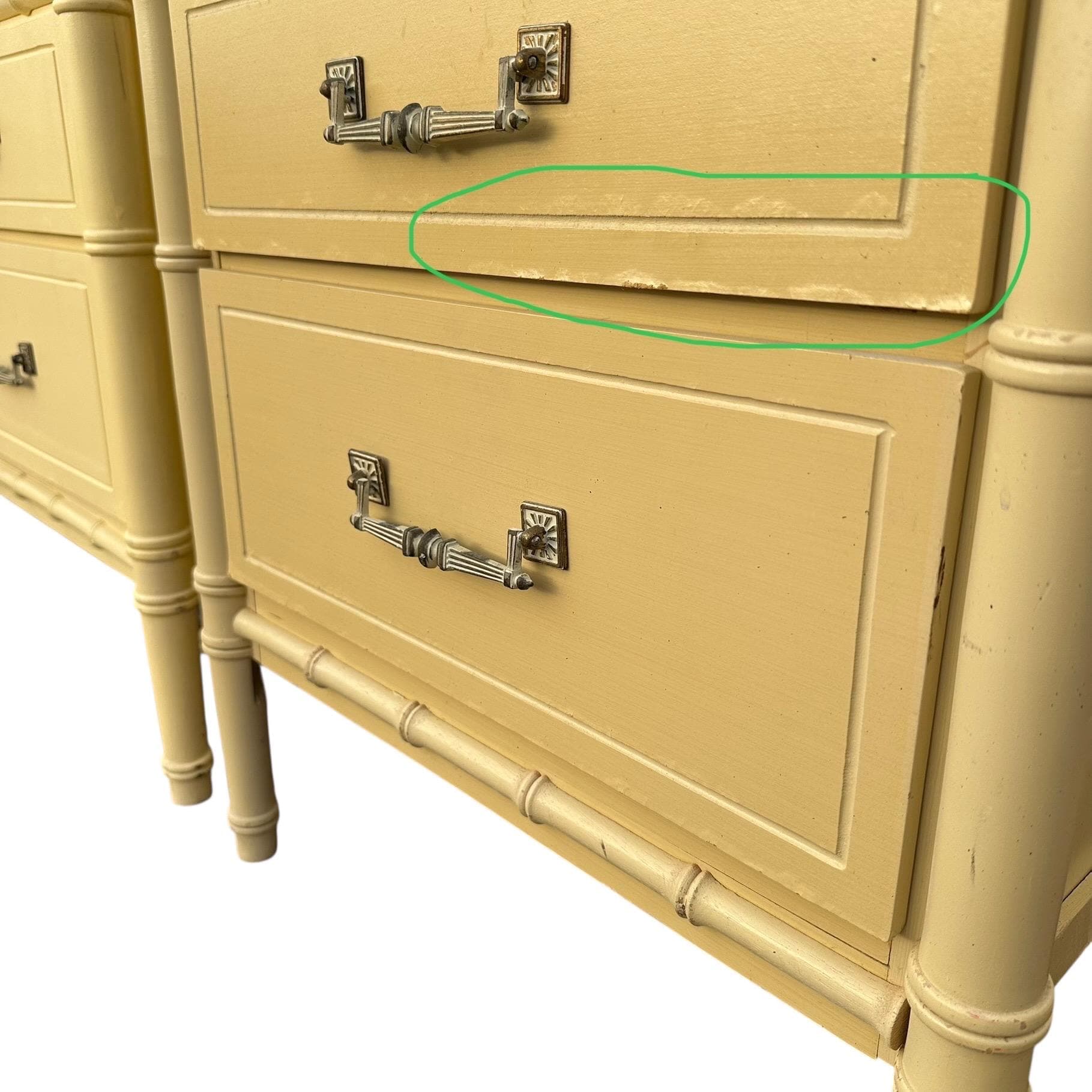 Faux Bamboo Nightstands Project - Set of 2 Vintage End Tables Henry Link Style Hollywood Regency Coastal Pair - Thumbnail 7