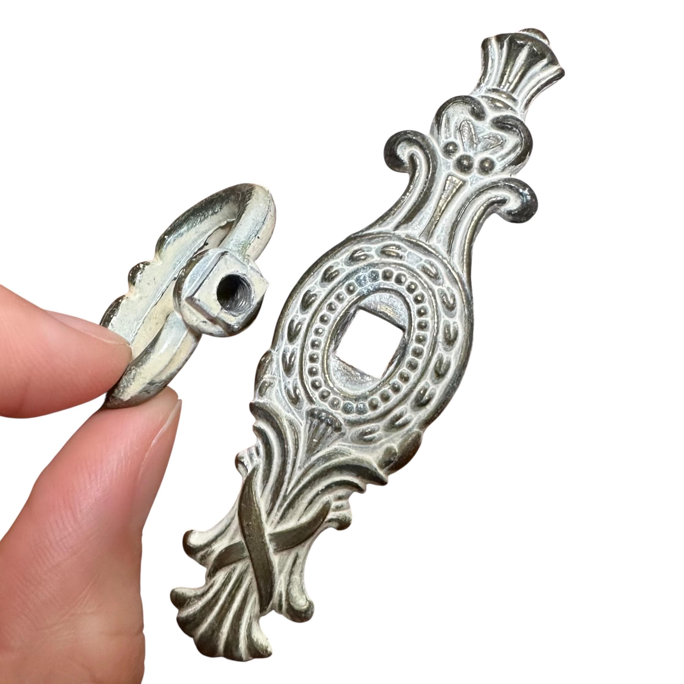 Vintage Henry Link Bali Hai Backplate & Knob Hardware - Original 1970s Faux Bamboo Dresser, Chest, or Armoire Replacement - Thumbnail 5