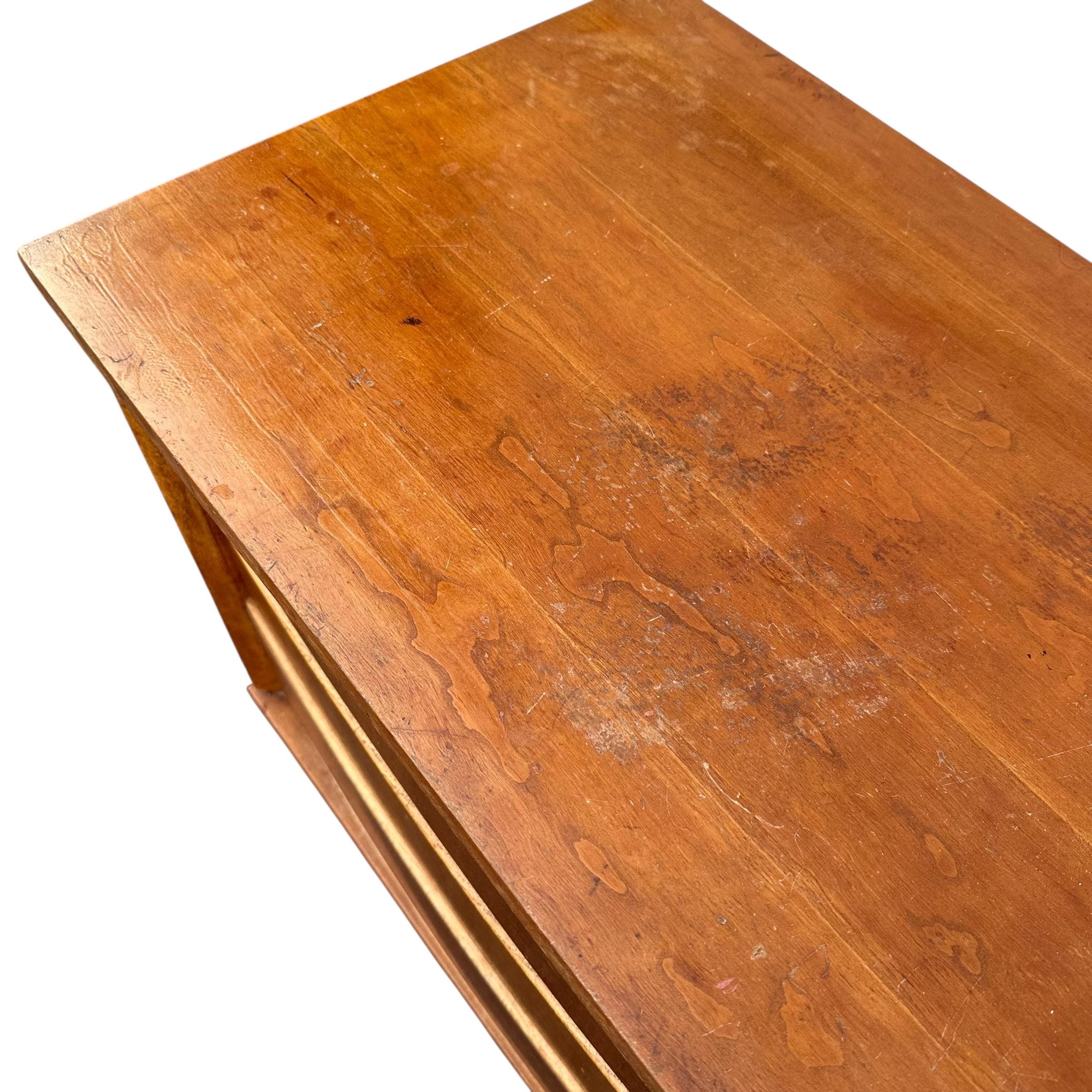 Mid Century Modern Nightstand with 3 Drawers by Bassett Tempo - 1960s Vintage Cherry Wood MCM Bachelor Chest Dresser Table - Thumbnail 5