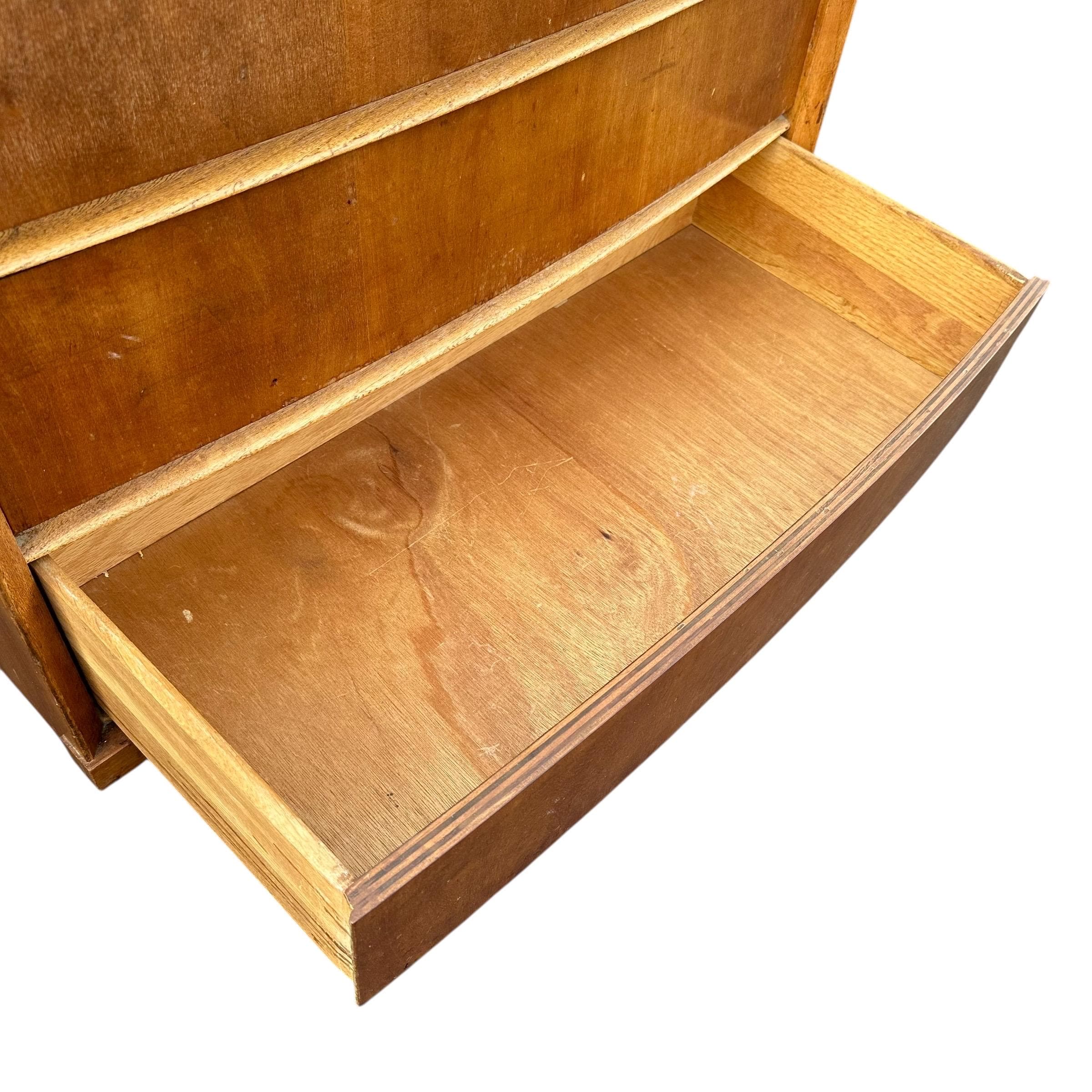 Mid Century Modern Nightstand with 3 Drawers by Bassett Tempo - 1960s Vintage Cherry Wood MCM Bachelor Chest Dresser Table - Thumbnail 8