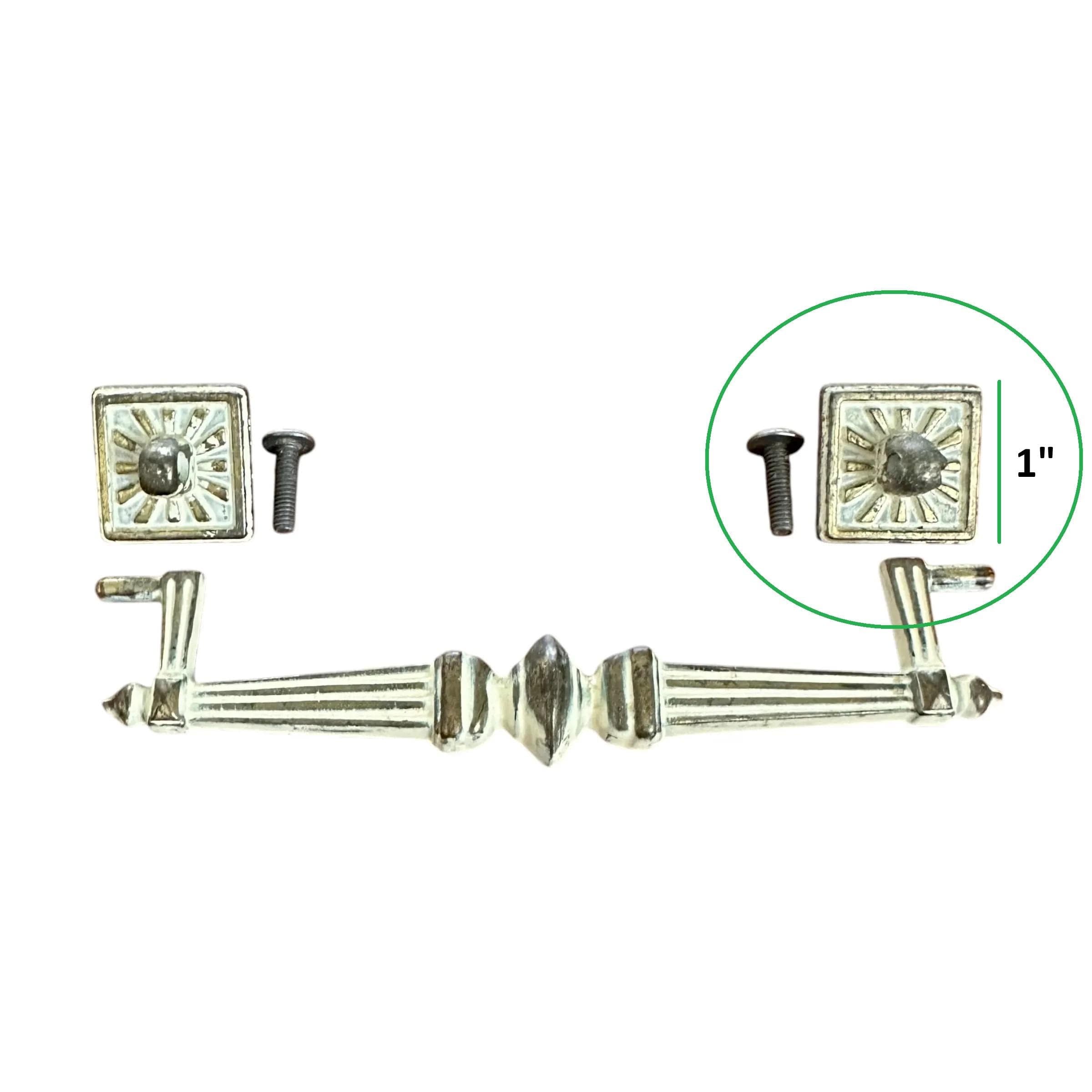 Henry Link Bali Hai Square Sunburst Backplate Hardware - Original Vintage Drawer Pull Part for 1970s Faux Bamboo Dresser Drawer - Size 1" - Thumbnail 2