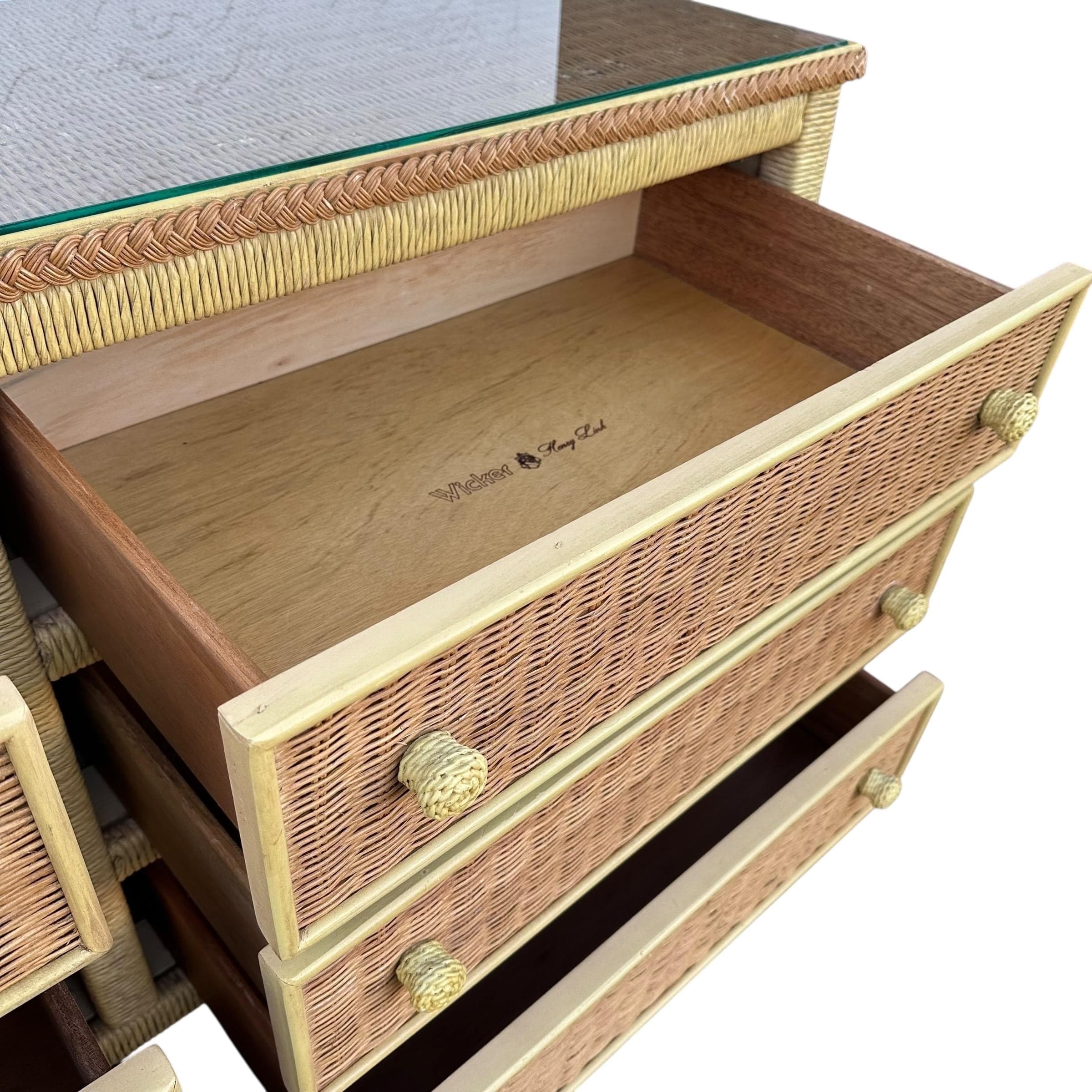 Henry Link Wicker Dresser with 6 Drawers - Vintage Wrapped Rattan Coastal Boho Chic Furniture - Thumbnail 5