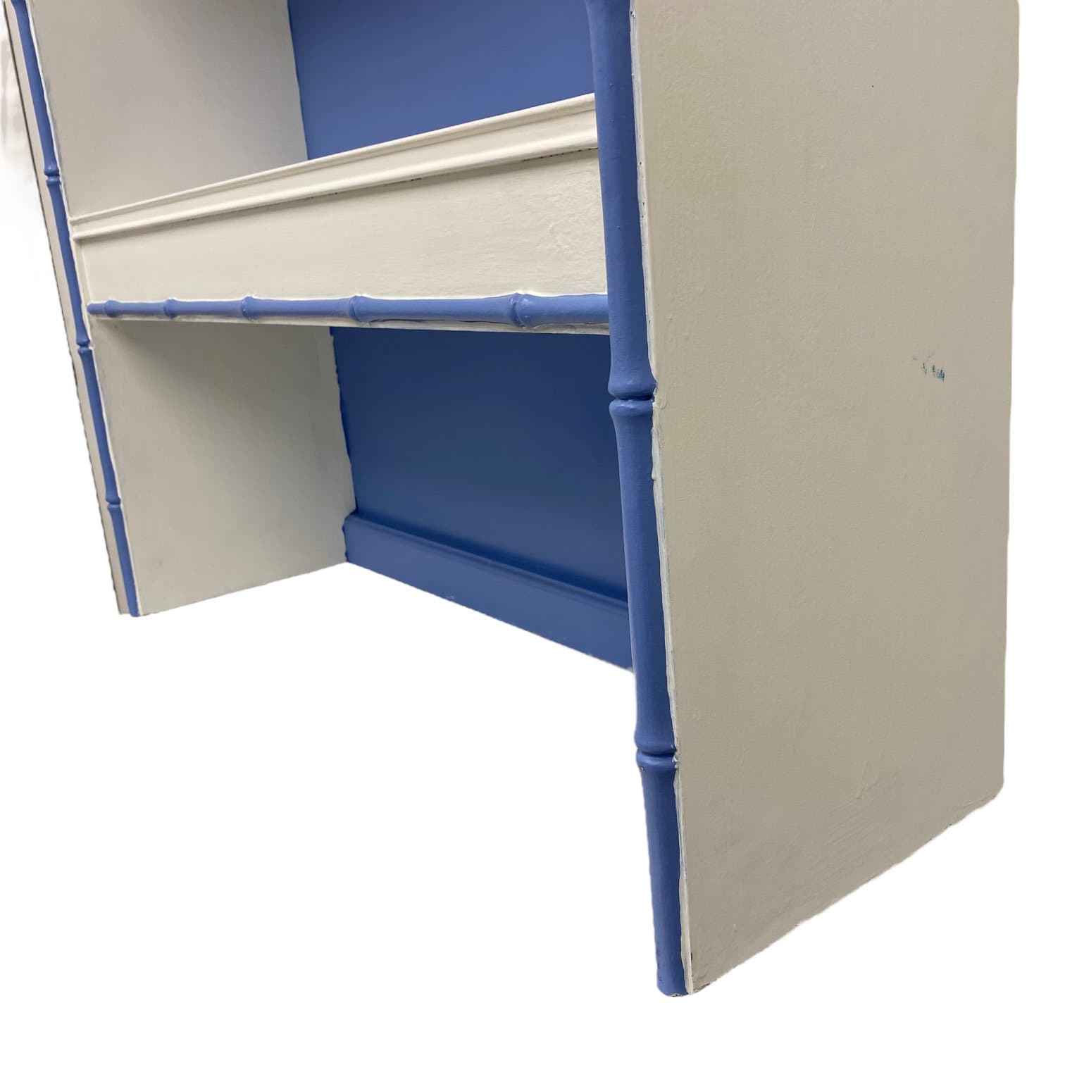 Thomasville Allegro Hutch Bookcase Painted White & Blue - Vintage Hollywood Regency Coastal Bedroom Furniture - Thumbnail 7