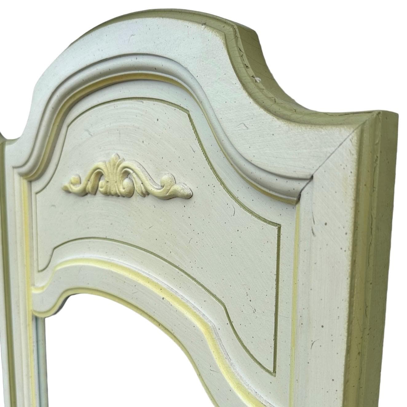 French Country Mirror by Dixie 46x19 LOCAL PICKUP Arched Vintage White Yellow Green Decorative Curved Rounded Provincial Style - Thumbnail 4