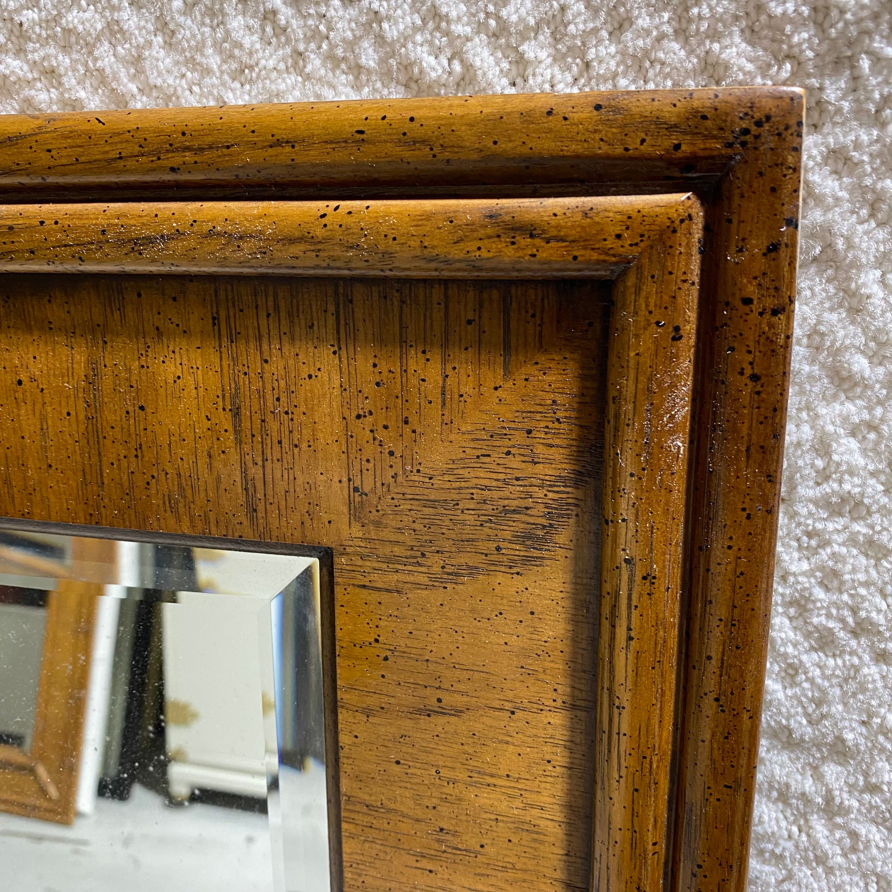 Drexel Accolade Mirror 48x33 LOCAL PICKUP Vintage Campaign Style Rectangular Wood with Beveled Edge Glass - Thumbnail 3