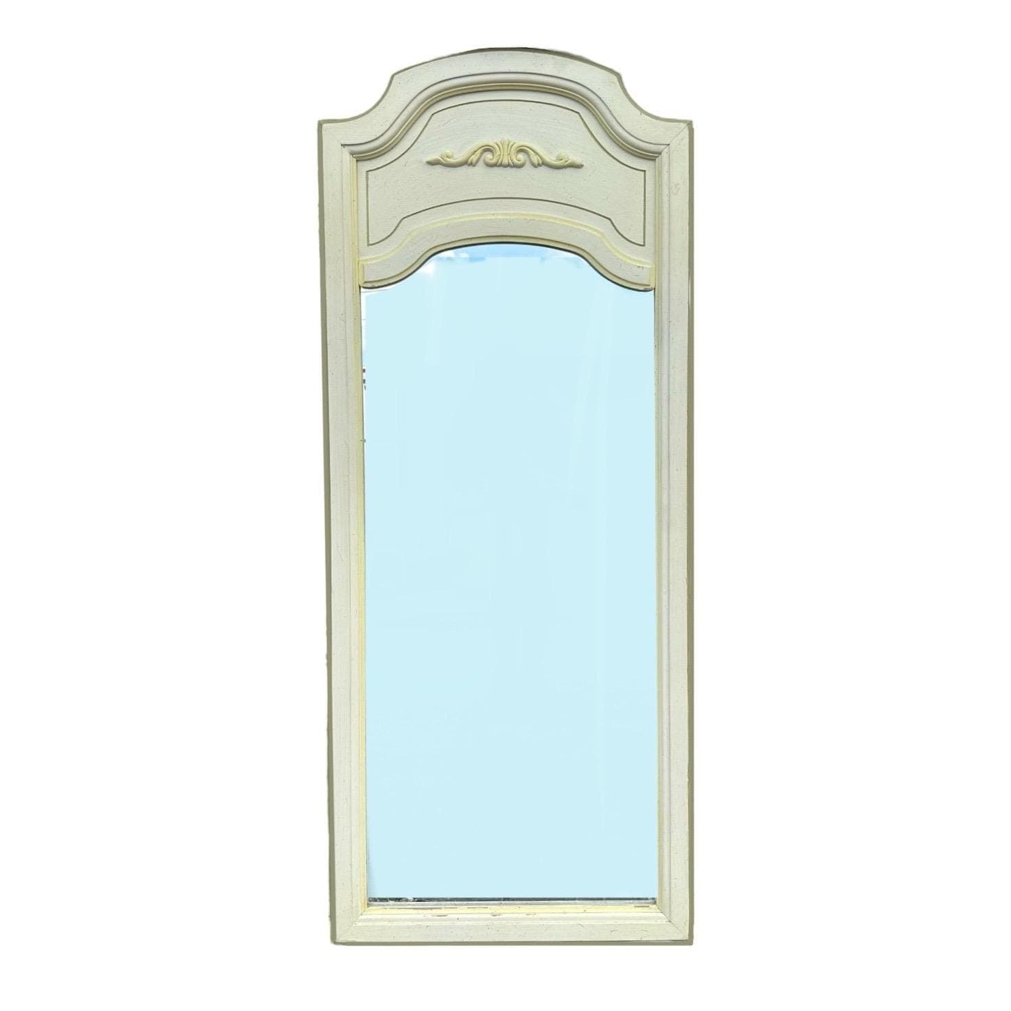 French Country Mirror by Dixie 46x19 LOCAL PICKUP Arched Vintage White Yellow Green Decorative Curved Rounded Provincial Style - Image 1