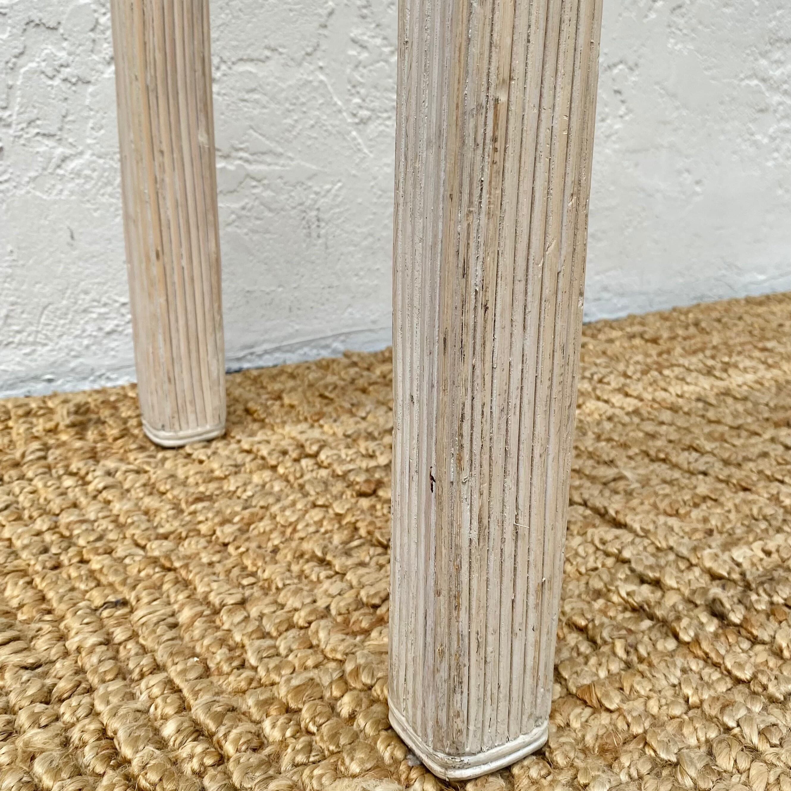 Pencil Reed Console Table with Waterfall Edges & Beveled Glass Top - Vintage Hollywood Regency Postmodern Furniture - Thumbnail 7