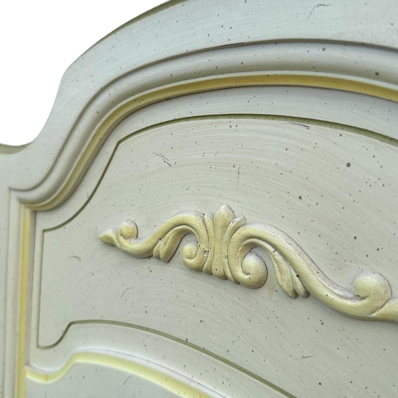 French Country Mirrors by Dixie 46x19 LOCAL PICKUP Set of 2 Arched Vintage White Yellow Green Decorative Curved Rounded Provincial Pair - Thumbnail 3