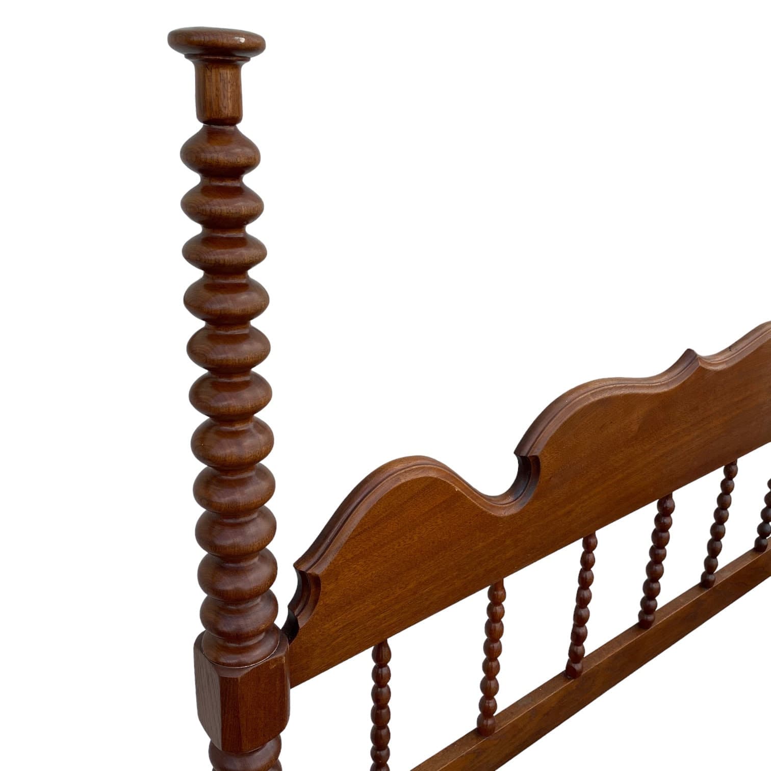 Antique Jenny Lind Spool Bed 53W 76D 54H - American Classical Bobbin Turned Spindle Four Poster Headboard, Footboard and Side Rails - Thumbnail 6