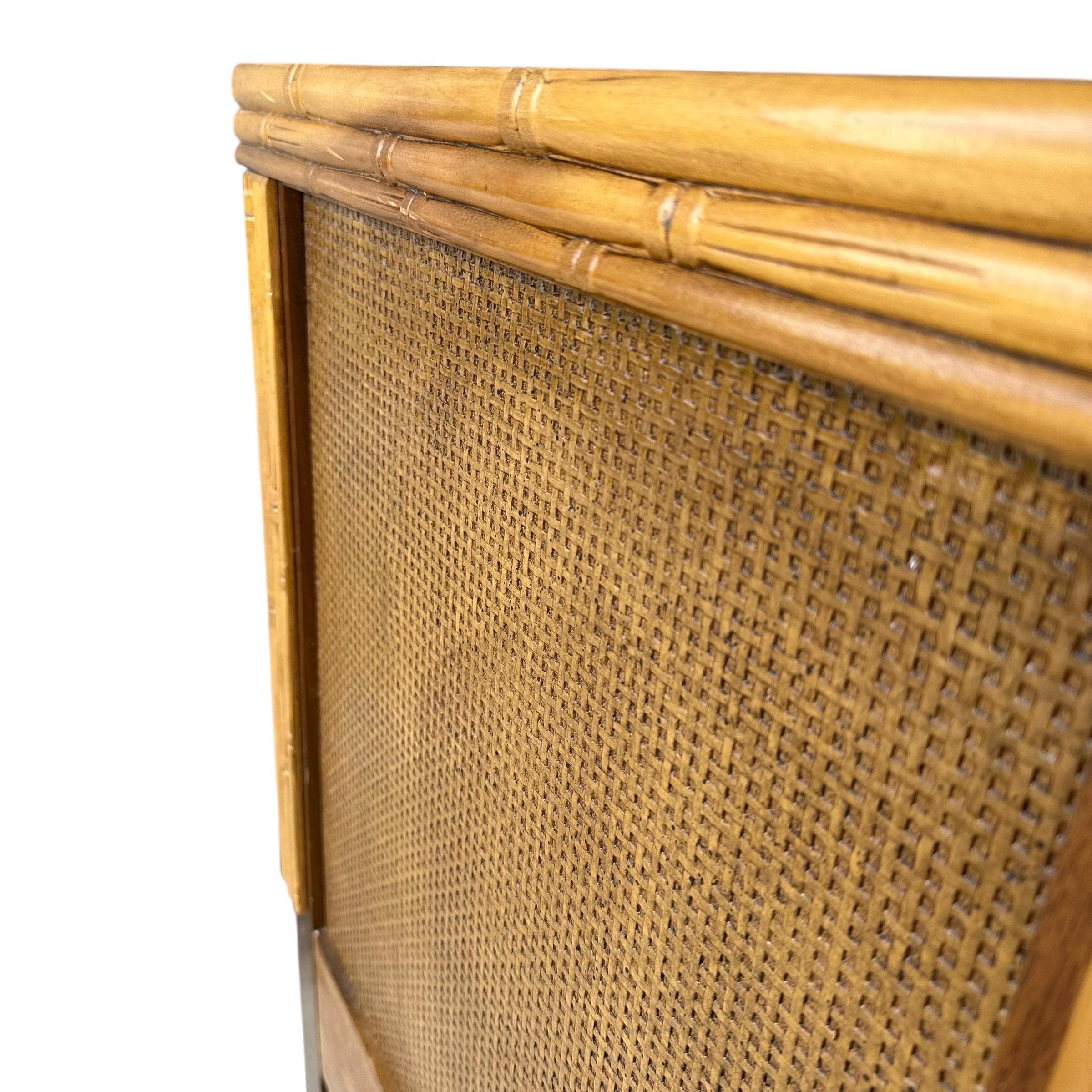 Vintage Queen Headboard with Faux Bamboo and Rattan - Florida Furniture Coastal Wooden Bedroom Furniture - Thumbnail 5