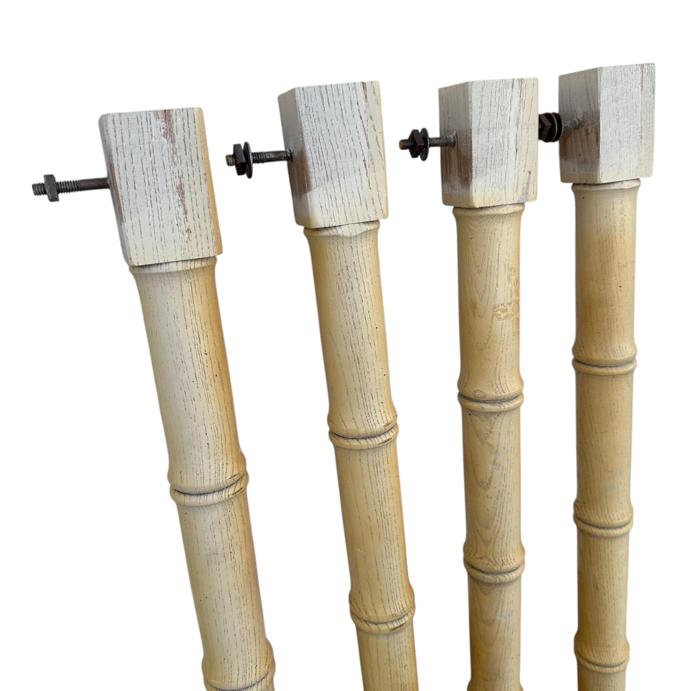 Round Faux Bamboo Wood Table Leg 29" - Vintage Furniture Part - Coastal Chinoiserie Hollywood Regency Dining Leg Replacement - Thumbnail 9