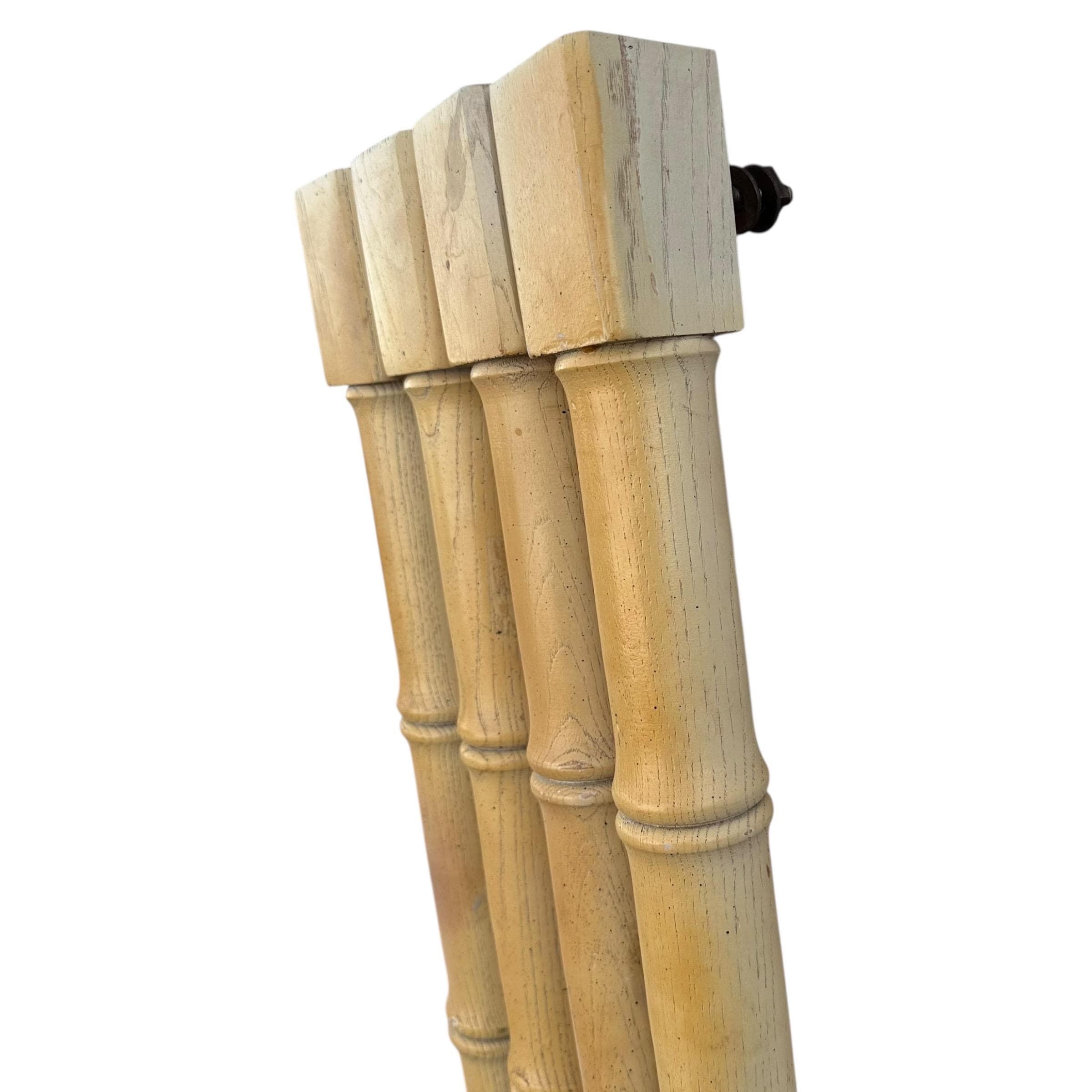 Round Faux Bamboo Wood Table Leg 29" - Vintage Furniture Part - Coastal Chinoiserie Hollywood Regency Dining Leg Replacement - Thumbnail 3