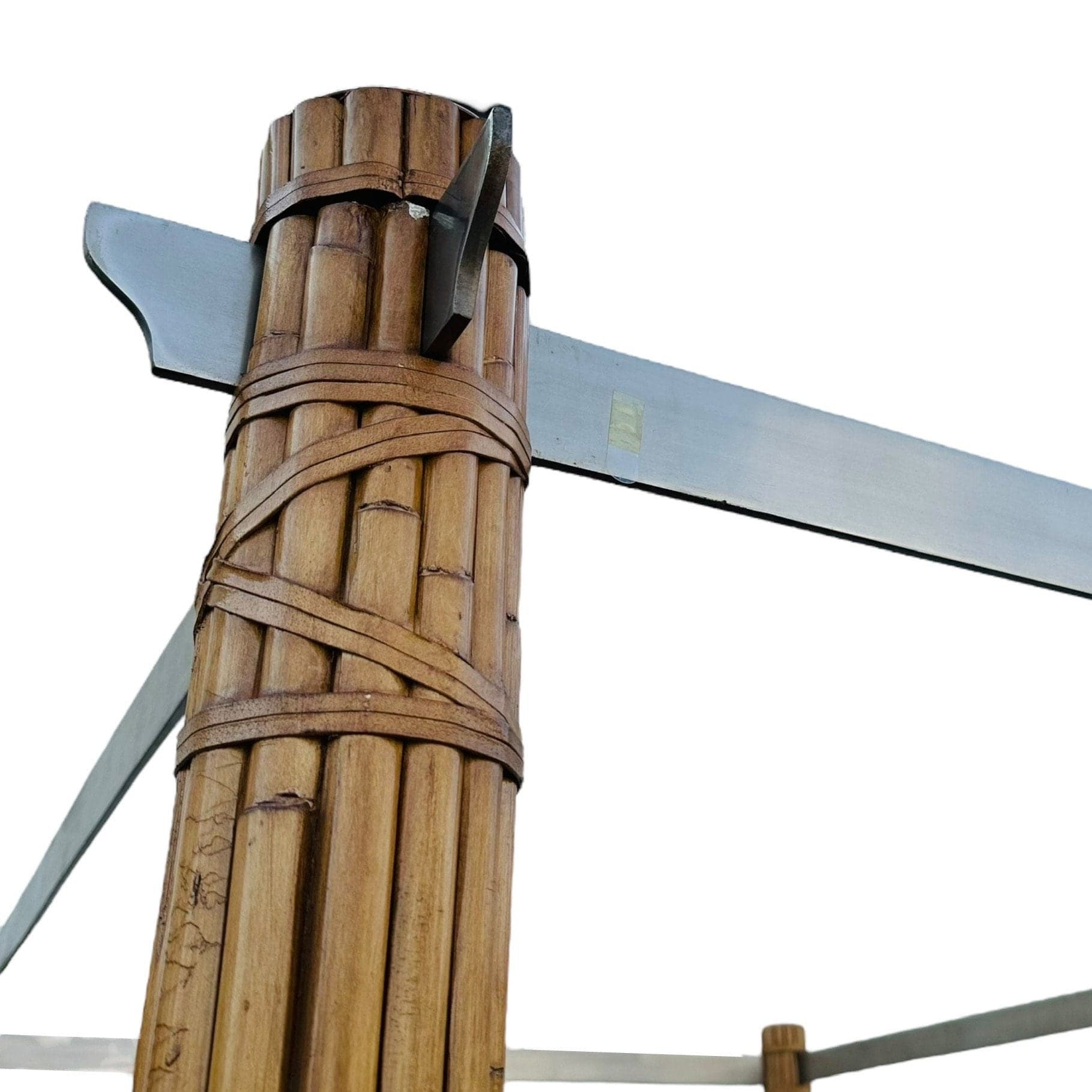 Bamboo Queen Poster Bed with Steel Canopy and Cream Linen Fabric - Vintage Hollywood Regency Coastal Tropical Rattan Upholstered Furniture - Thumbnail 7