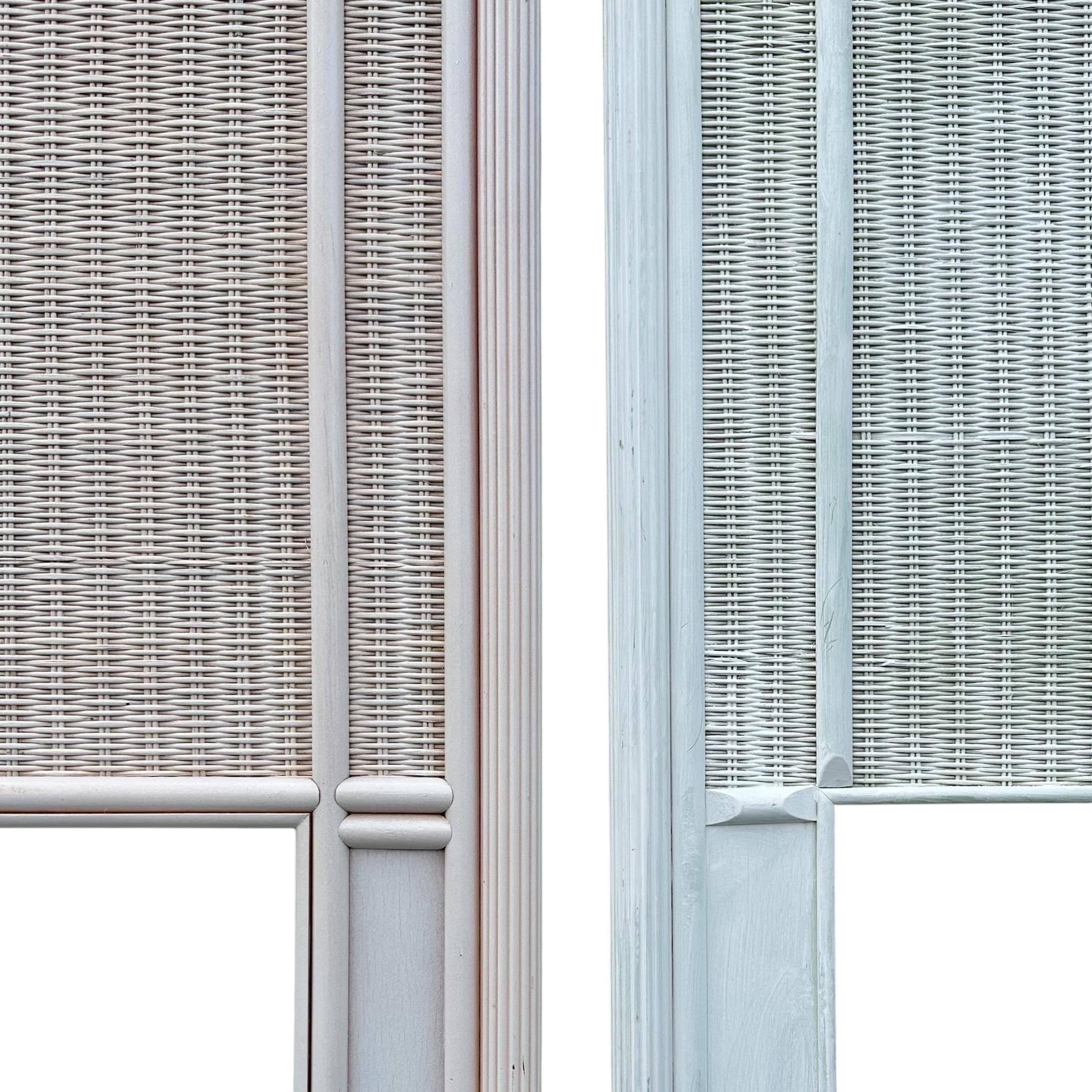 Set of 2 Rattan Wicker Twin Headboards Project - Vintage Pencil Reed Wood Coastal Boho Chic Style Bedroom Furniture Pair - Thumbnail 6