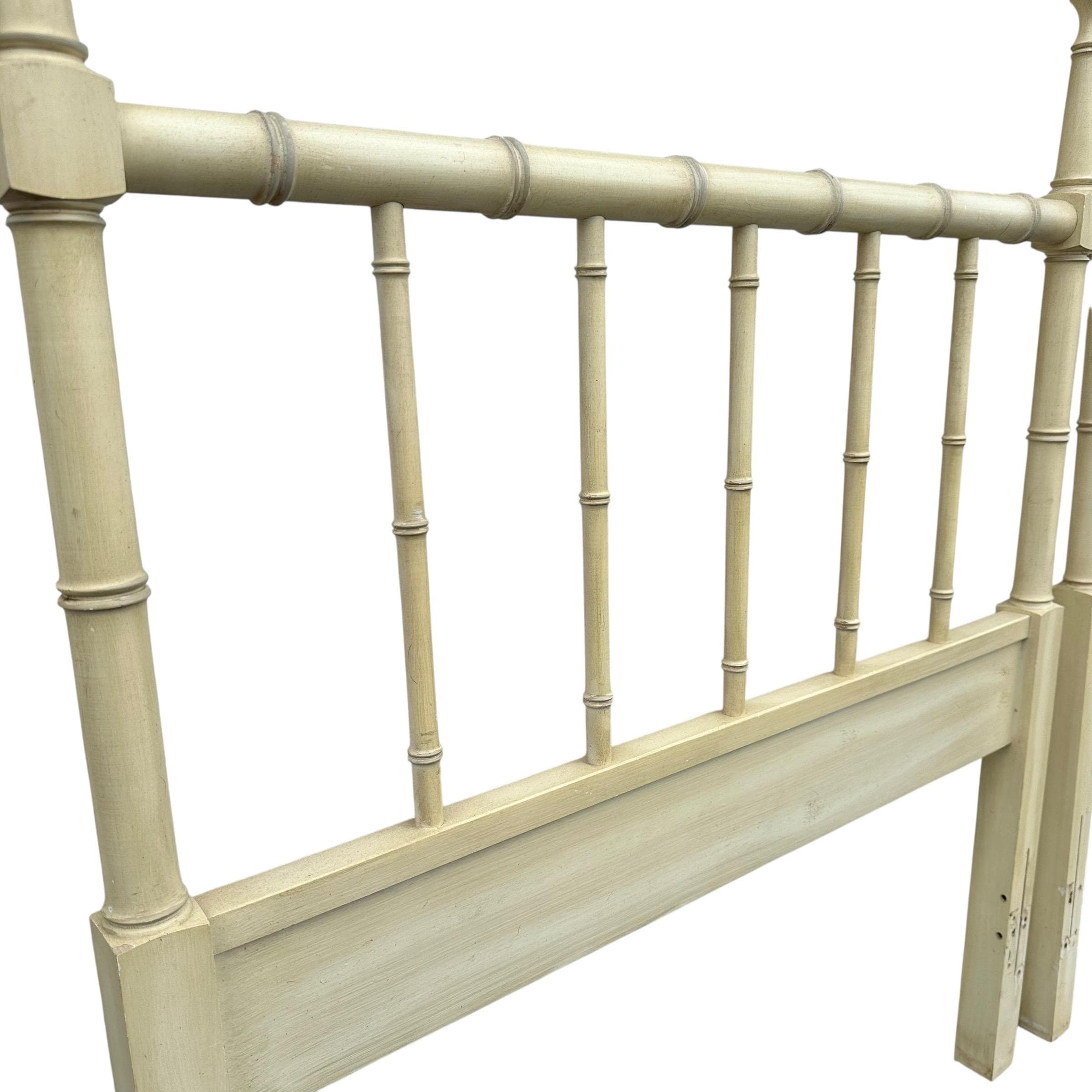 Vintage Faux Bamboo Twin Headboards - Henry Link Bali Hai White Coastal Hollywood Regency Pair - Thumbnail 3