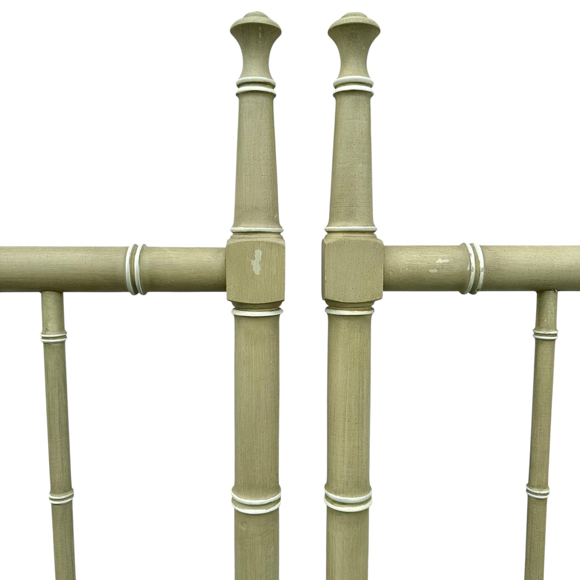 SOLD Vintage Faux Bamboo Twin Headboards - Henry Link Bali Hai - Green Coastal Bedroom Set - Thumbnail 4