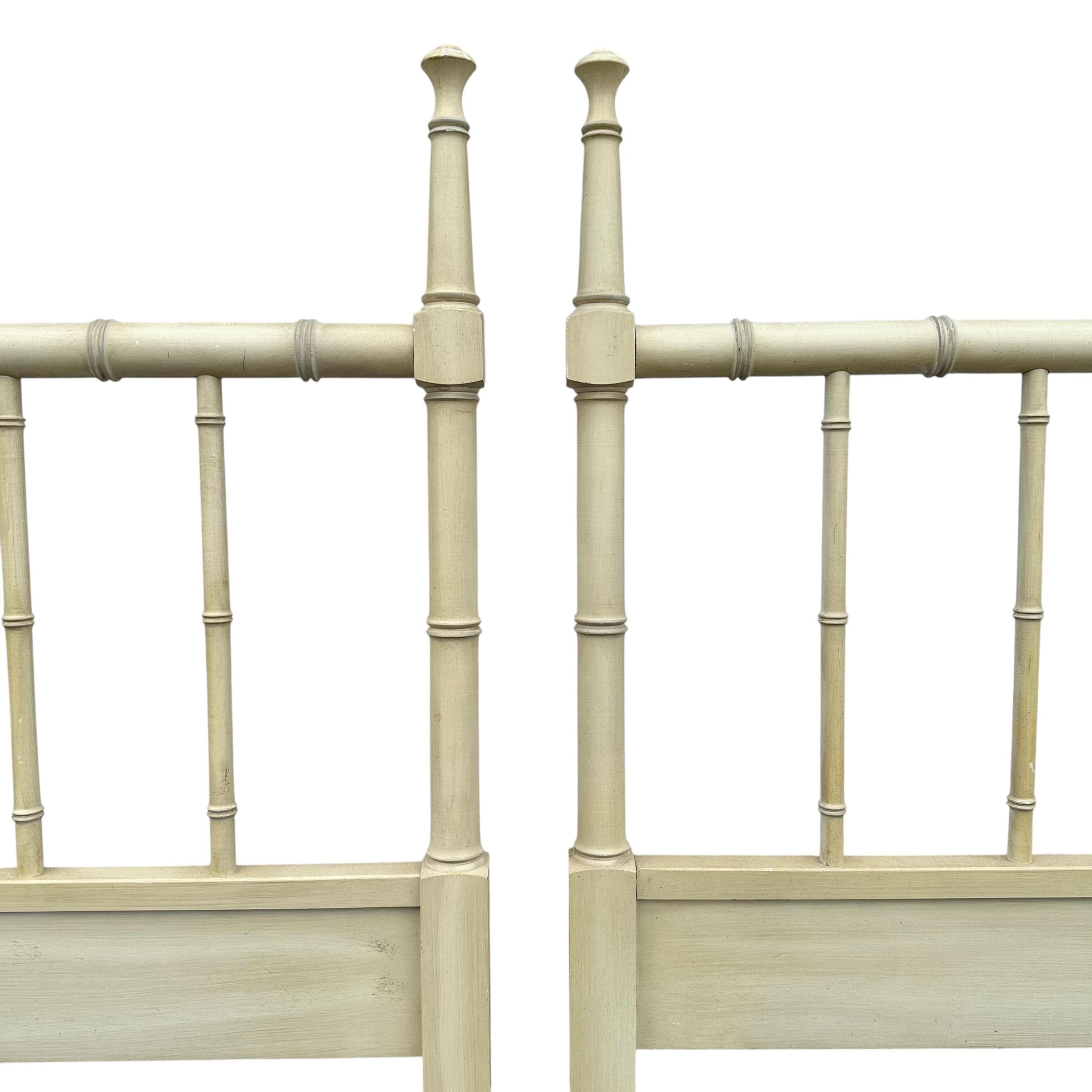Vintage Faux Bamboo Twin Headboards - Henry Link Bali Hai White Coastal Hollywood Regency Pair - Thumbnail 4