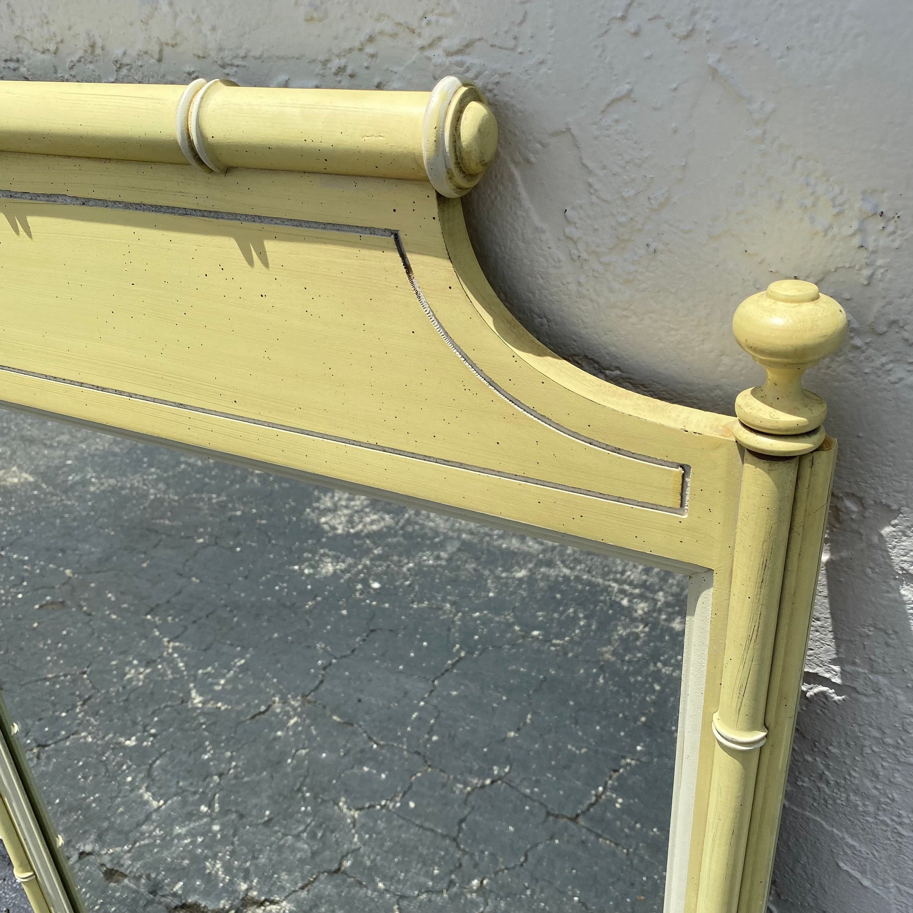 Vintage Faux Bamboo Mirror: Henry Link Bali Hai Yellow Wash, Coastal Hollywood Regency - Thumbnail 4