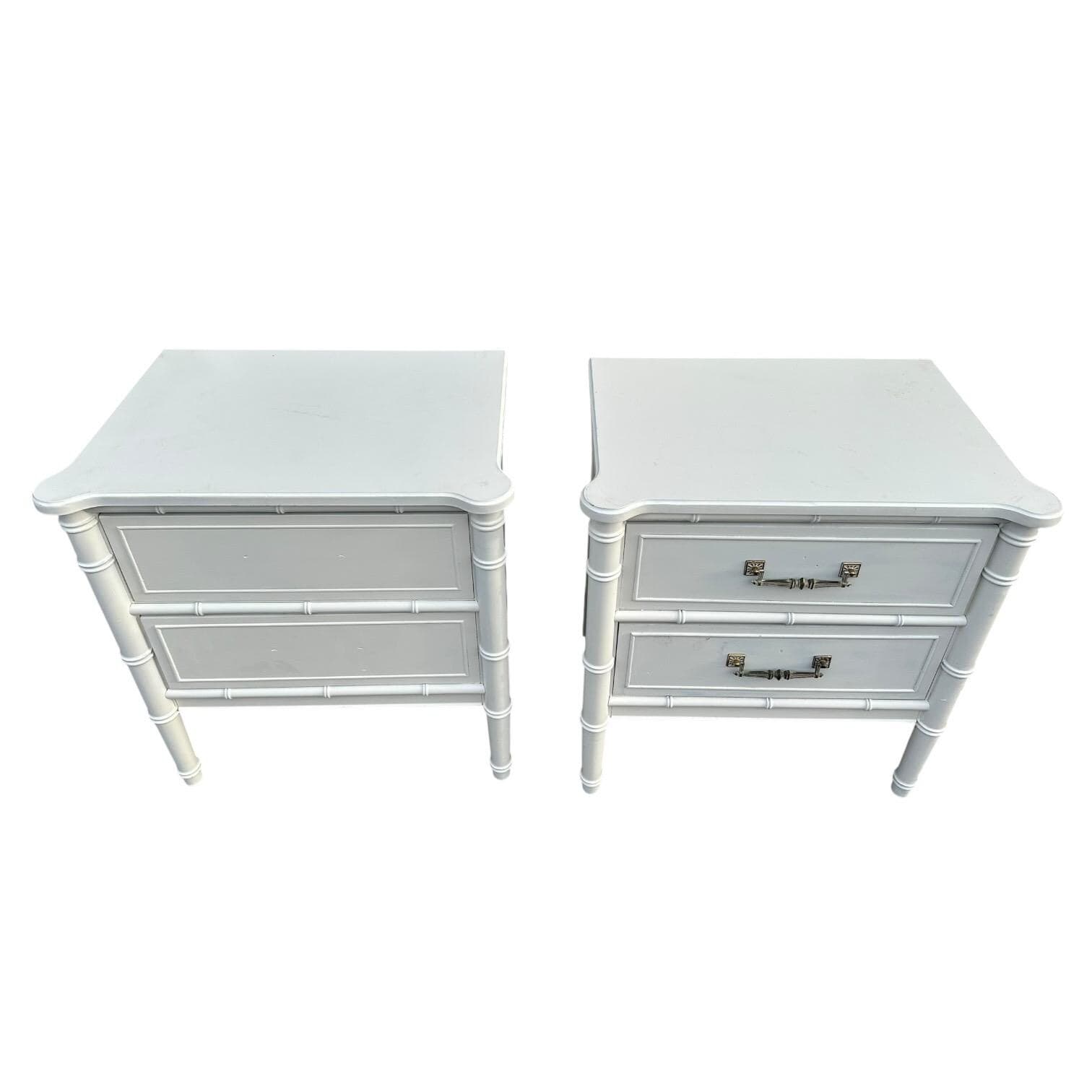 Vintage Faux Bamboo Nightstands - Henry Link Bali Hai - Hollywood Regency Chinoiserie - Set of 2 - Thumbnail 2