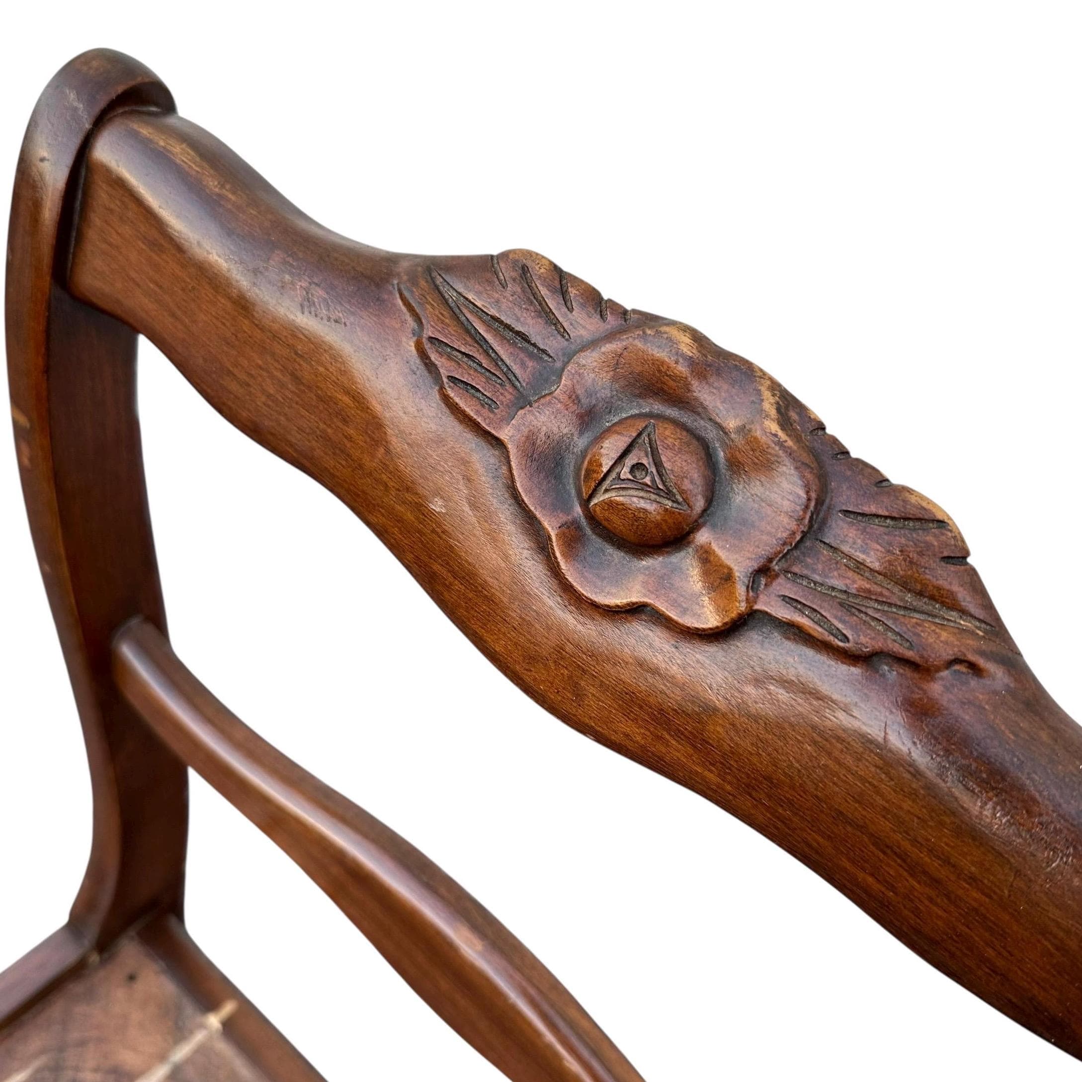 Vintage Carved Wood Chair - Shabby Chic Cottage Farmhouse Flower & Grapes Decor - Project Restoration - Image 1