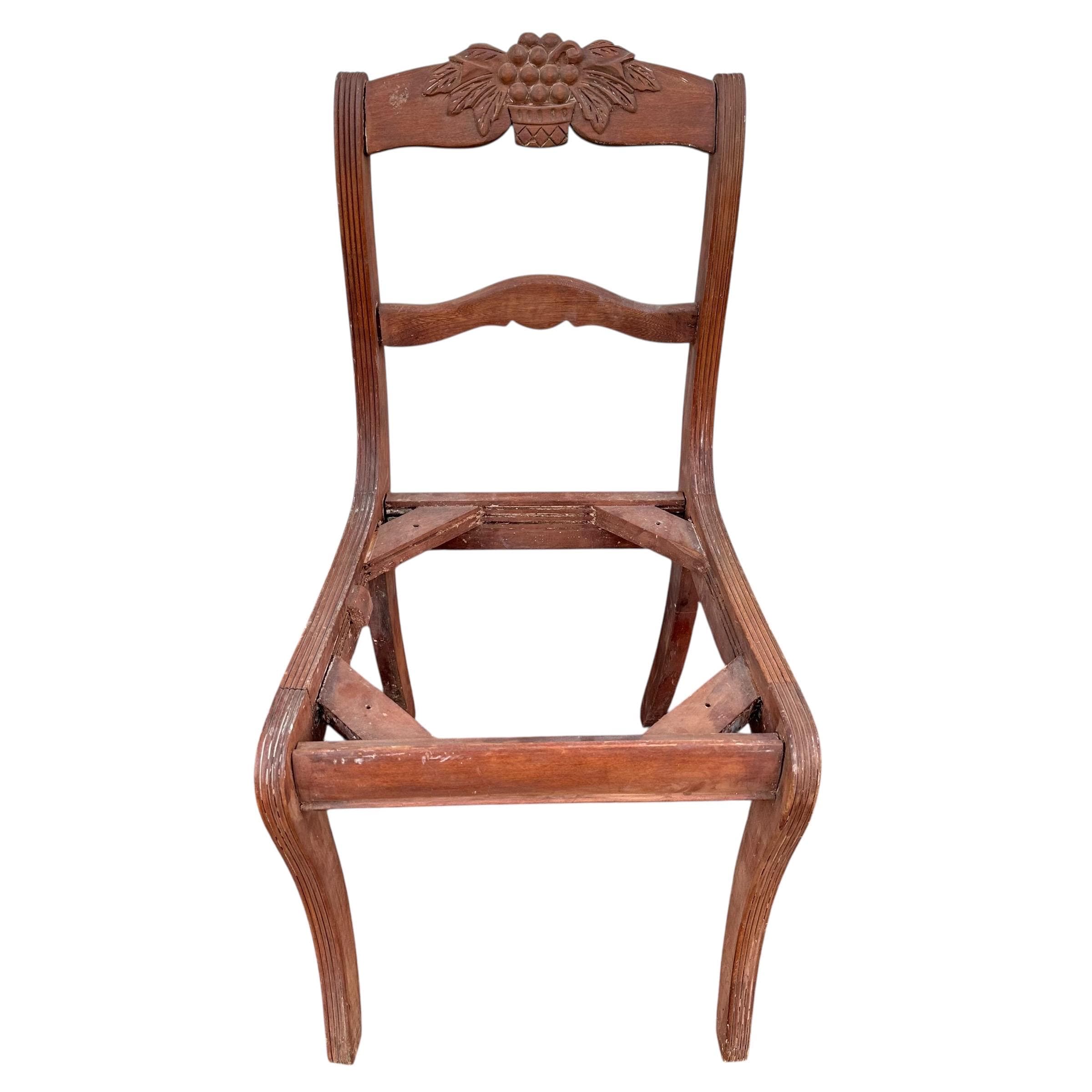 Vintage Carved Wood Chair - Shabby Chic Cottage Farmhouse Flower & Grapes Decor - Project Restoration - Thumbnail 4