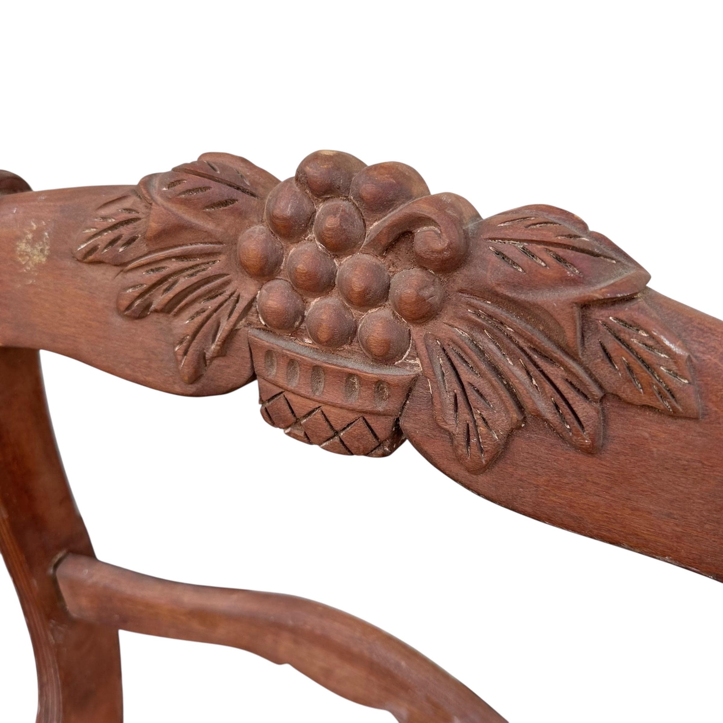 Vintage Carved Wood Chair - Shabby Chic Cottage Farmhouse Flower & Grapes Decor - Project Restoration - Thumbnail 5