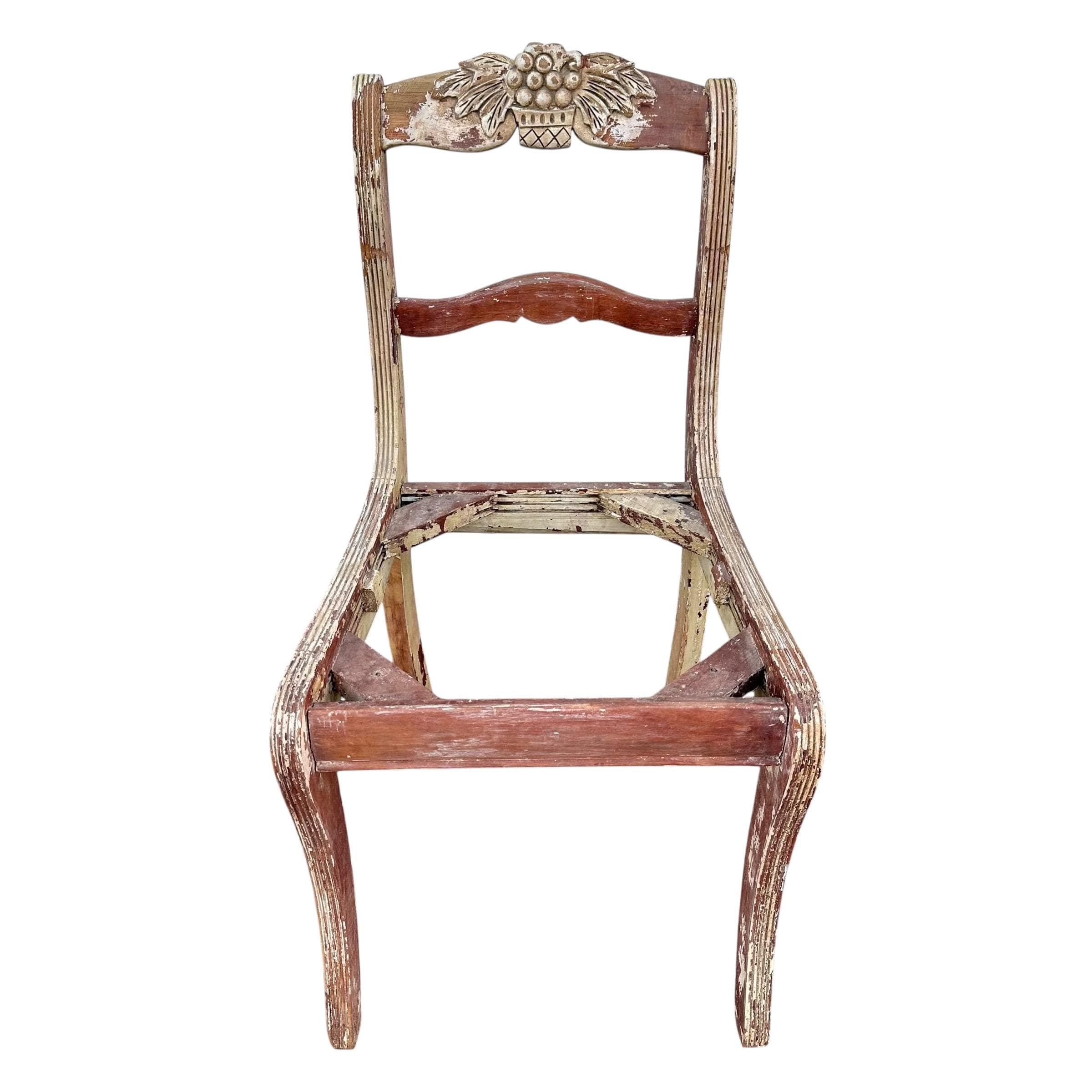 Vintage Mahogany Chairs - Hand Carved Grapes, Project or Restoration, No Seats, Distressed Wood Shabby Cottage Farmhouse Decor - Thumbnail 6