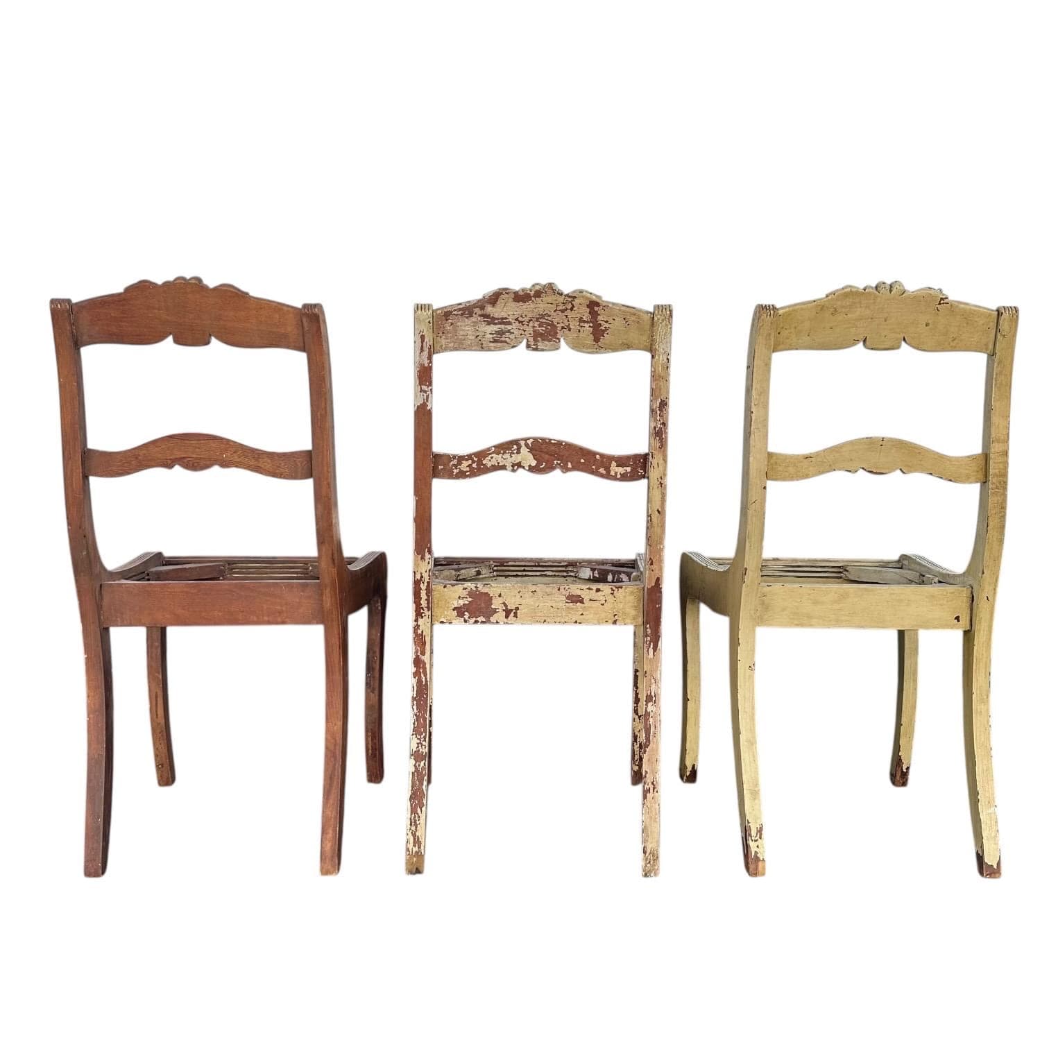 Vintage Mahogany Chairs - Hand Carved Grapes, Project or Restoration, No Seats, Distressed Wood Shabby Cottage Farmhouse Decor - Thumbnail 9