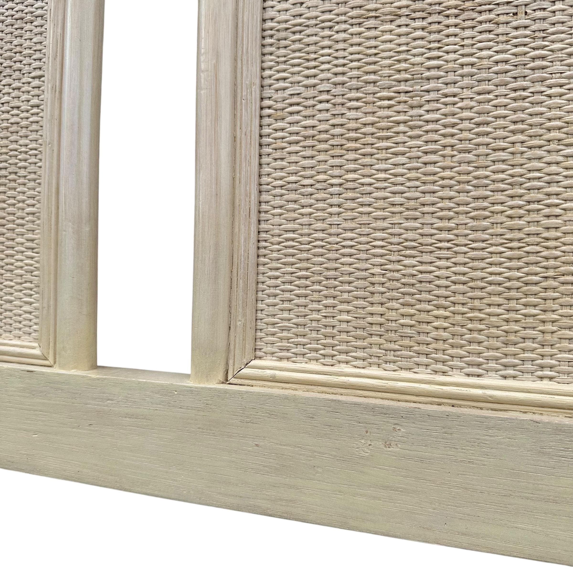 Queen Rattan Wicker Bamboo Headboard by Ficks Reed – Vintage Whitewashed Coastal Boho Chic Bedroom Furniture - Thumbnail 6