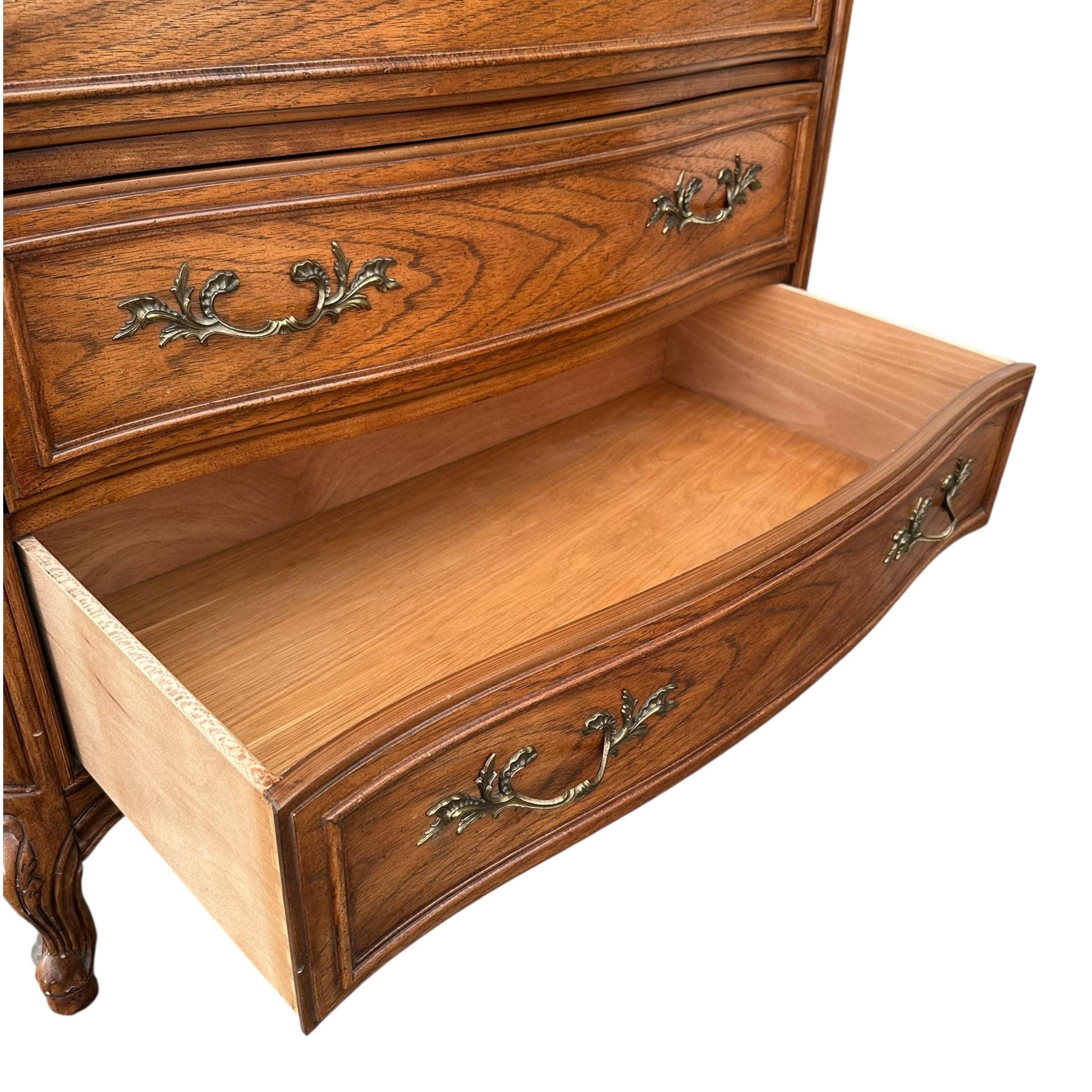 SOLD Vintage Thomasville French Provincial Serpentine Dresser - Shabby Chic 6-Drawer Tallboy - Thumbnail 6