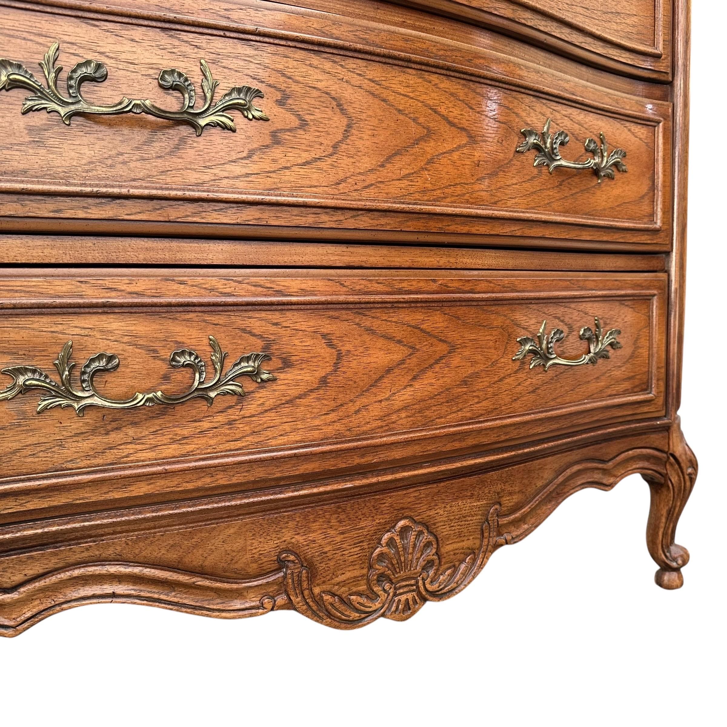 SOLD Vintage Thomasville French Provincial Serpentine Dresser - Shabby Chic 6-Drawer Tallboy - Thumbnail 8