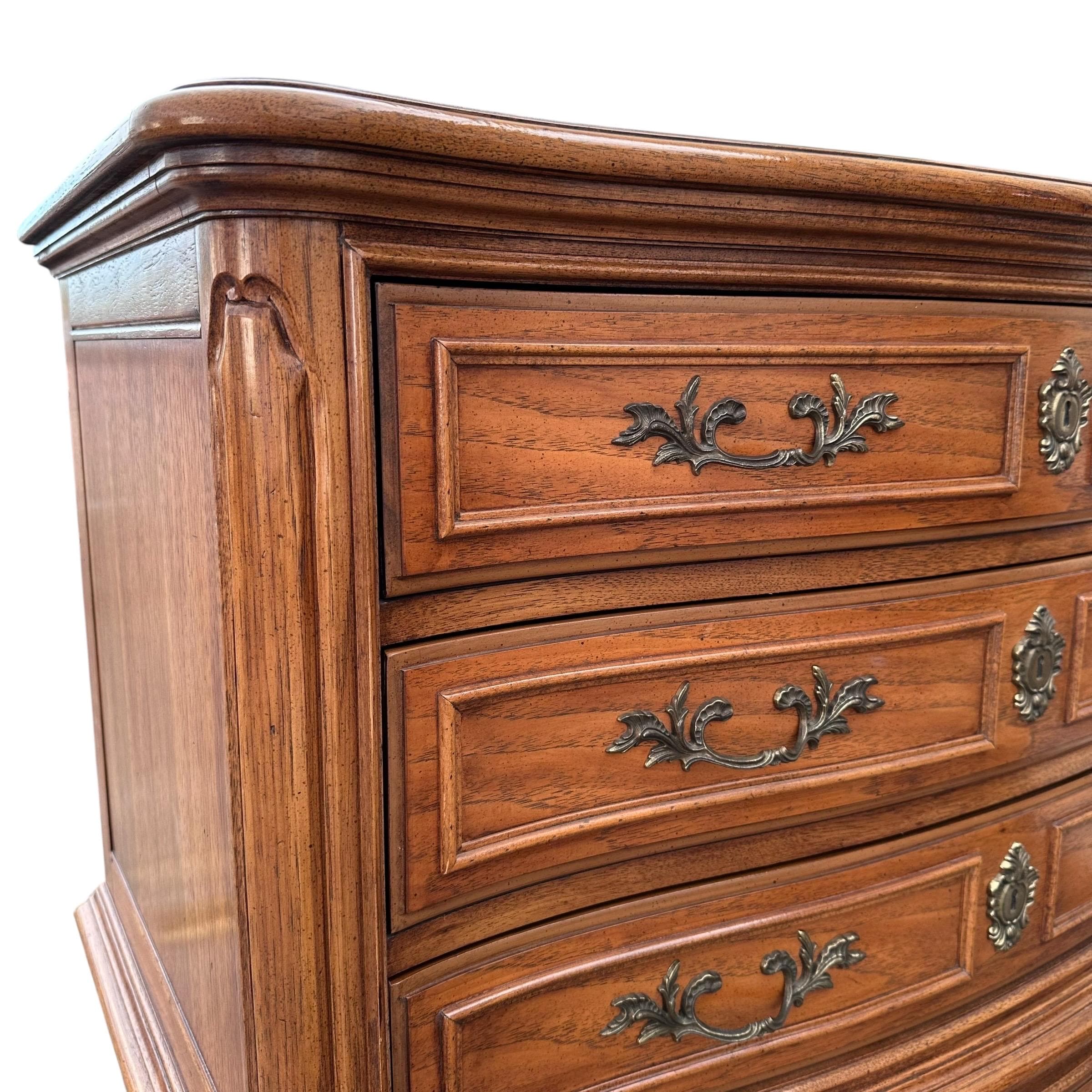 SOLD Vintage Thomasville French Provincial Serpentine Dresser - Shabby Chic 6-Drawer Tallboy - Thumbnail 2