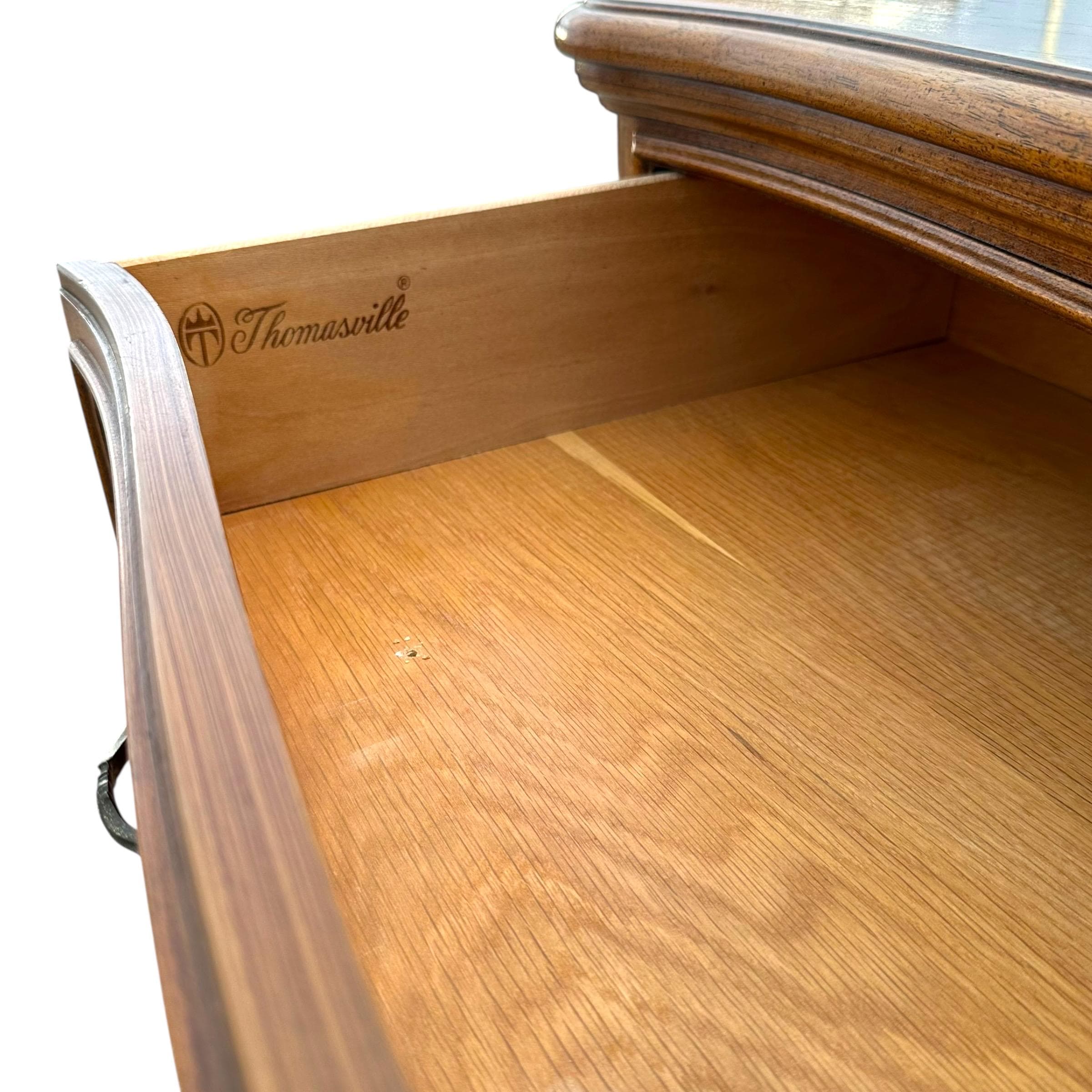 SOLD Vintage Thomasville French Provincial Serpentine Dresser - Shabby Chic 6-Drawer Tallboy - Thumbnail 4