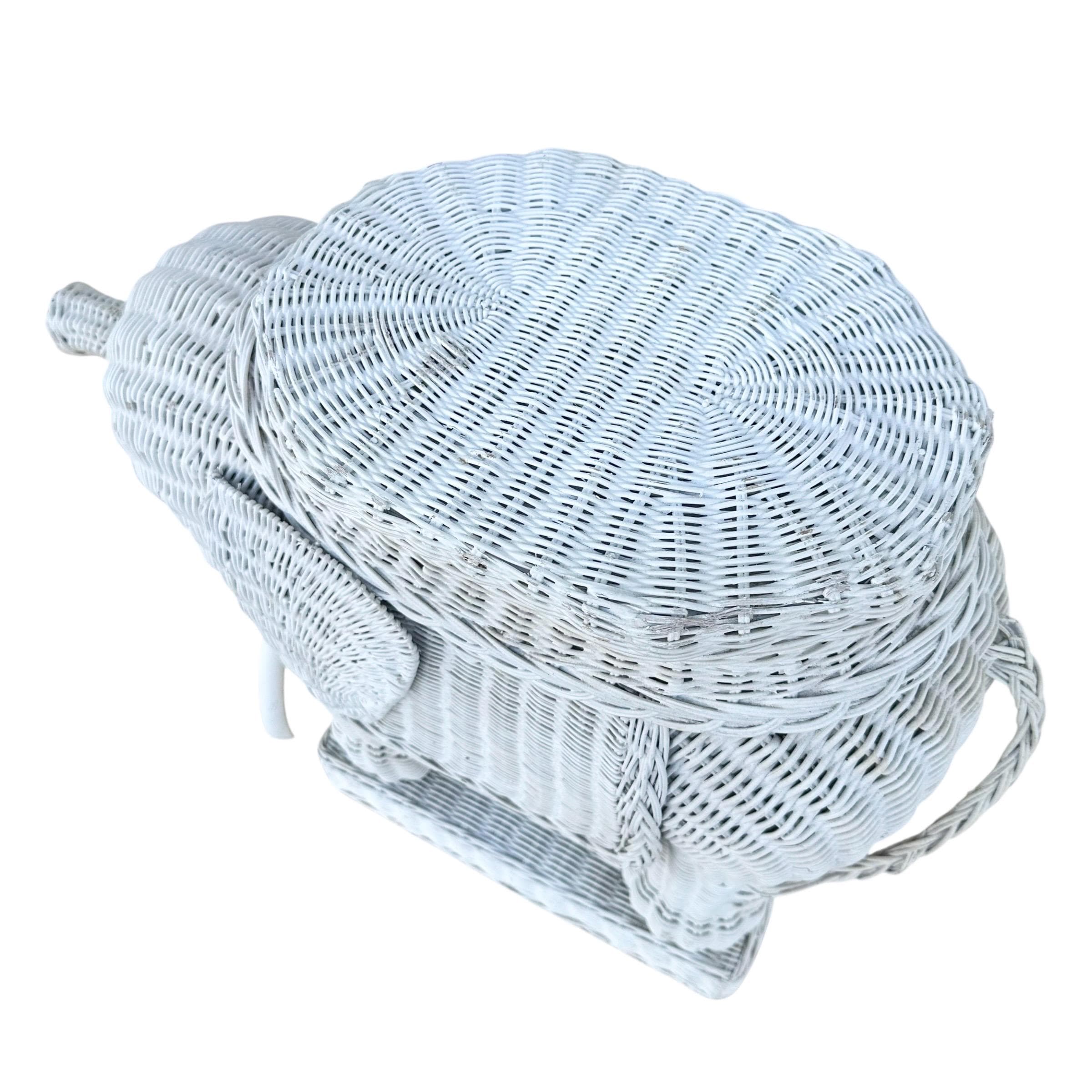 Vintage Wicker Elephant Accent Table FREE SHIPPING - Chinoiserie Midcentury Asian Style Decor or Rattan End Table - Thumbnail 6