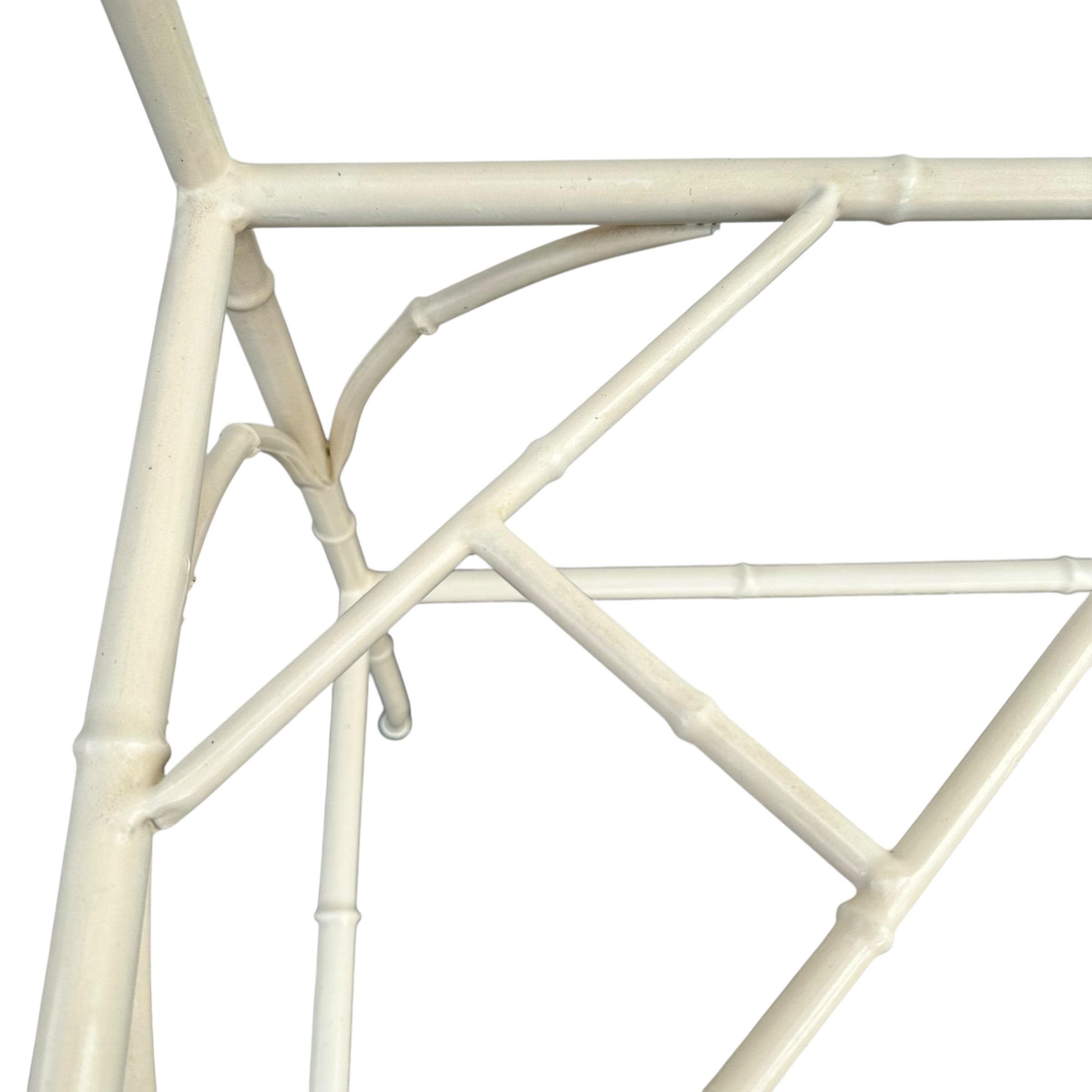 White Faux Bamboo Console Table 42” - Vintage Chinese Chippendale Fretwork Hollywood Regency Mid-Century Wrought Iron Patio Table - Thumbnail 6