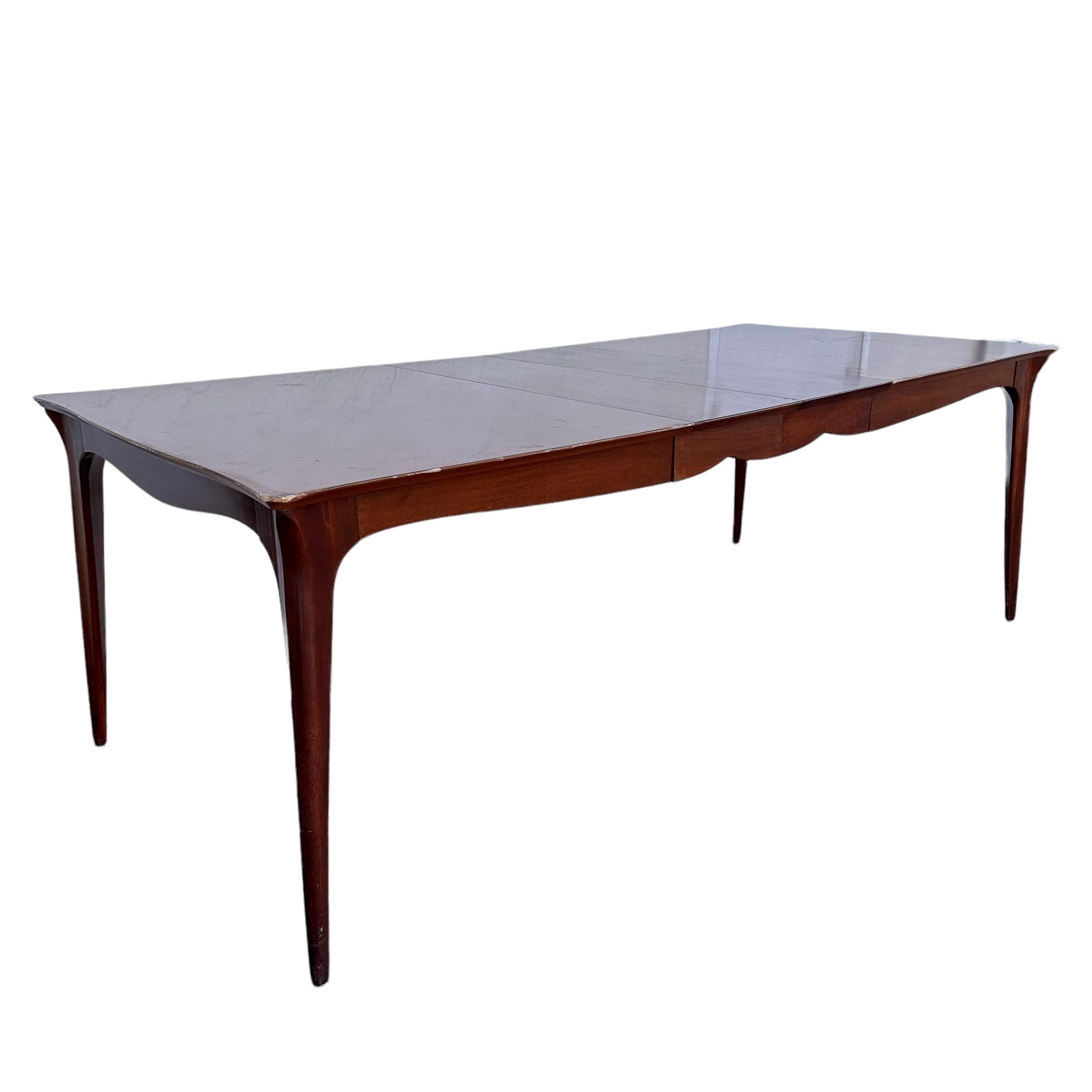 1950s Mid-Century Modern Dining Table Project by Drexel Dateline Collection 62" to 86" Long Mahogany Wood with 2 Leaves MCM - Thumbnail 10