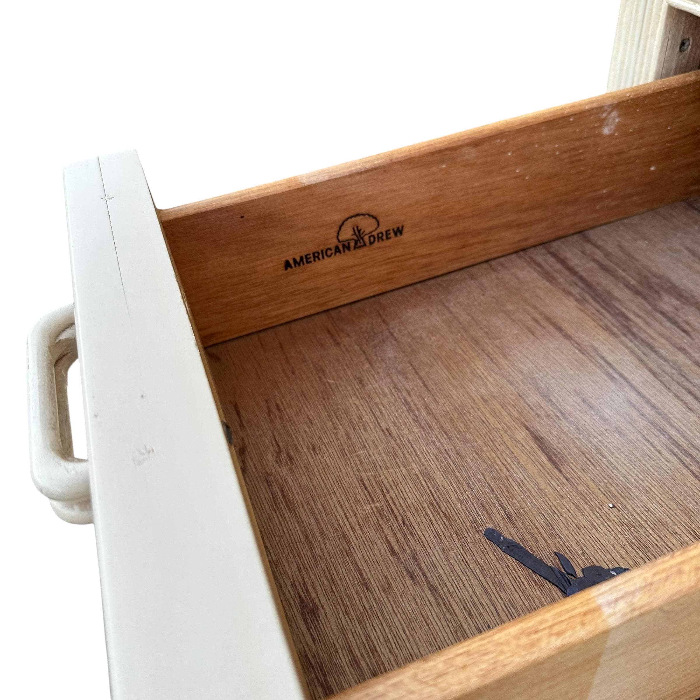 Vintage Whitewash Pencil Reed Desk 54" - American Drew Hollywood Regency - Thumbnail 3