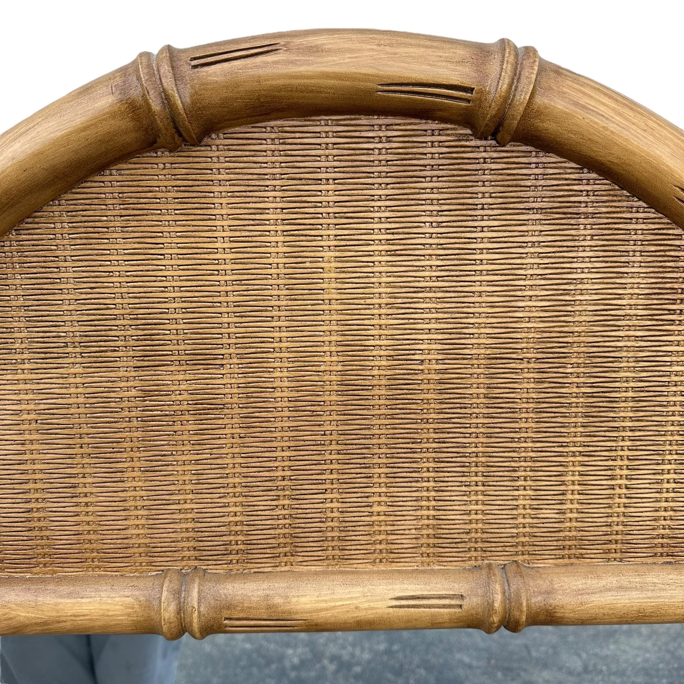 Faux Bamboo & Wicker Mirror 51x29 LOCAL PICKUP Vintage Broyhill Rounded Brown Wooden Coastal Hollywood Regency Style - Thumbnail 3