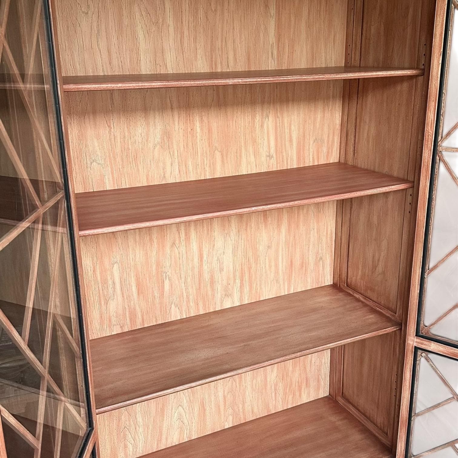 Vintage Pagoda China Cabinet by Tomlinson - Oversized Lighted Chinoiserie Vitrine - Rare Brushed Rose Wood Hollywood Regency - Thumbnail 12