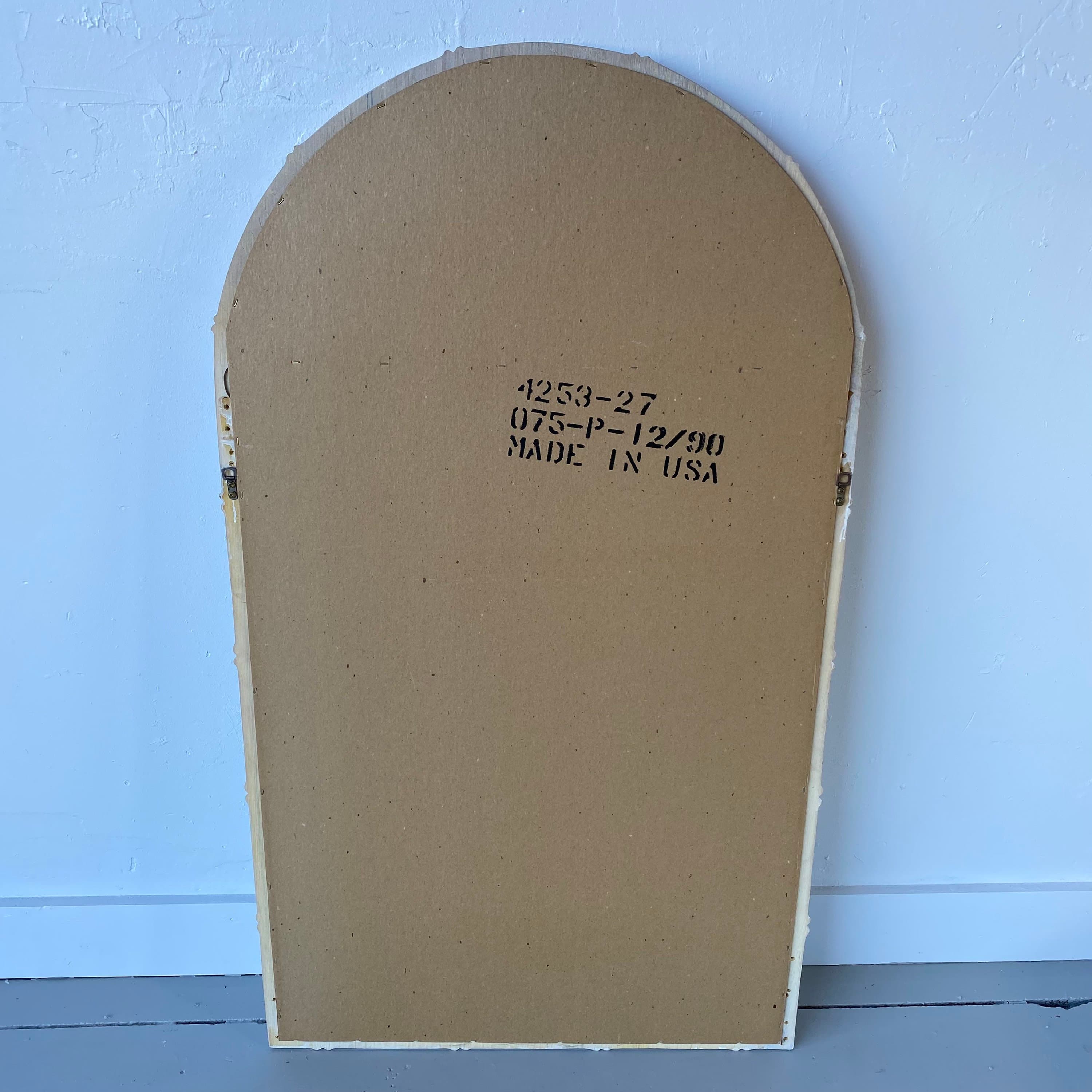 Faux Bamboo & Wicker Mirror 51x29 LOCAL PICKUP Vintage Broyhill Rounded Whitewash Coastal Hollywood Regency Style - Thumbnail 7