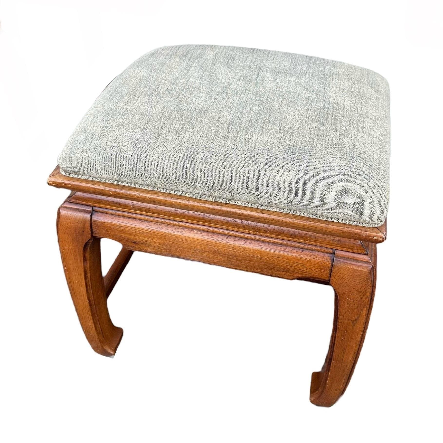 Thomasville Mystique Vanity Bench FREE SHIPPING - Vintage Pecan Wood Hollywood Regency Desk Stool Seat Chair Chinoiserie Furniture - Image 1