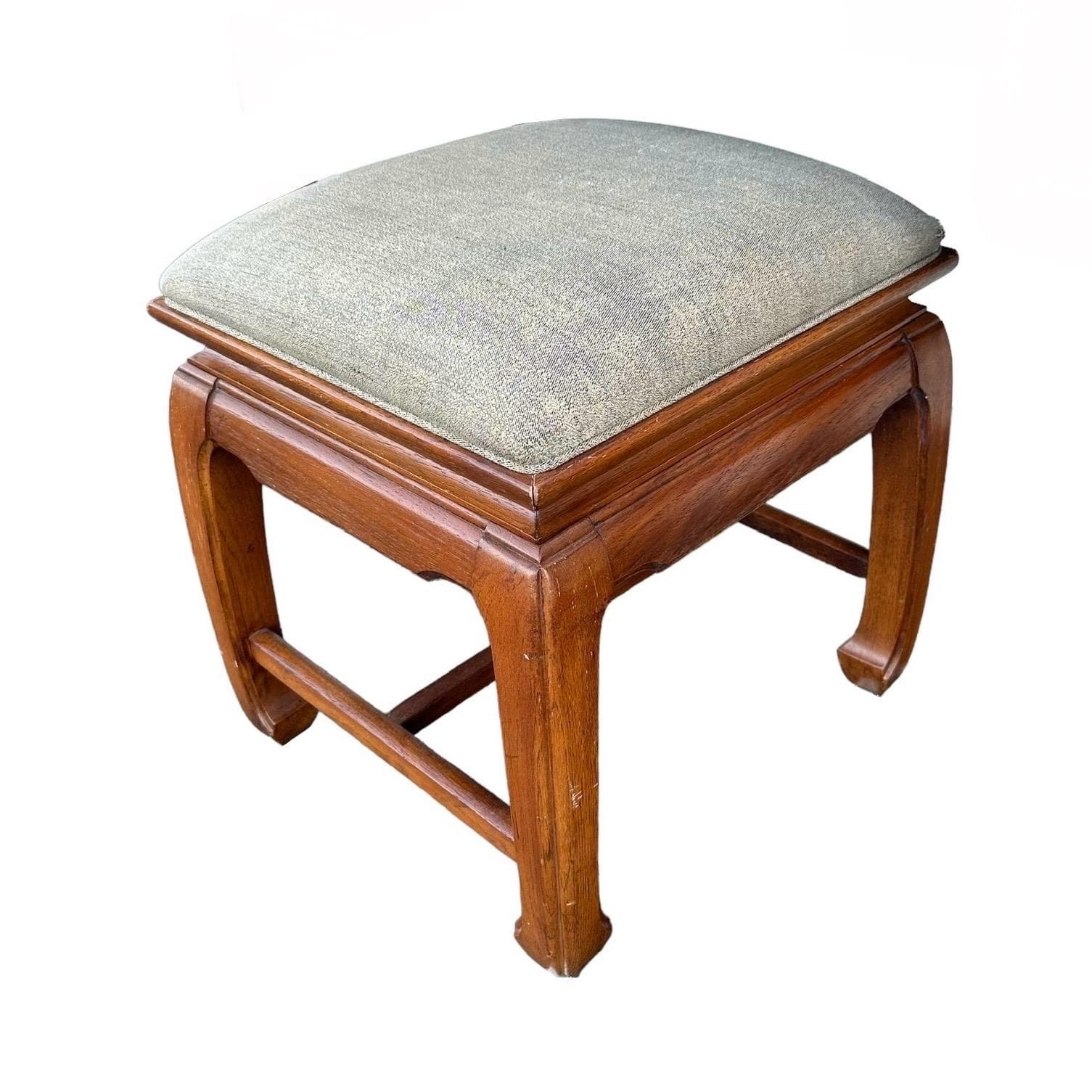 Thomasville Mystique Vanity Bench FREE SHIPPING - Vintage Pecan Wood Hollywood Regency Desk Stool Seat Chair Chinoiserie Furniture - Thumbnail 7