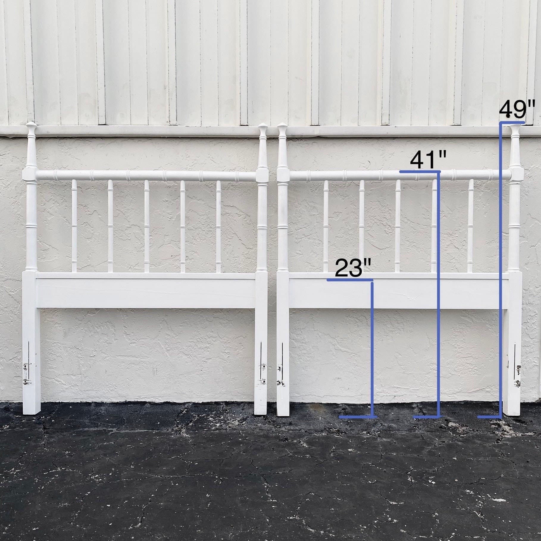 Yellow Faux Bamboo Twin Post Headboards - Set of 2 Vintage Henry Link Bali Hai Spindle Wood Hollywood Regency Coastal Bedroom Furniture Pair - Thumbnail 8