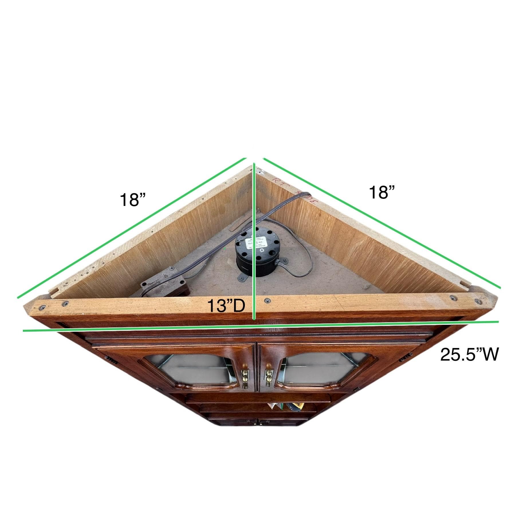 Set of 2 Lighted Corner Cabinets 79” Tall by Thomasville Mystique - Vintage Chinoiserie Asian Wood, Mirror Glass & Brass Display Cases - Thumbnail 19