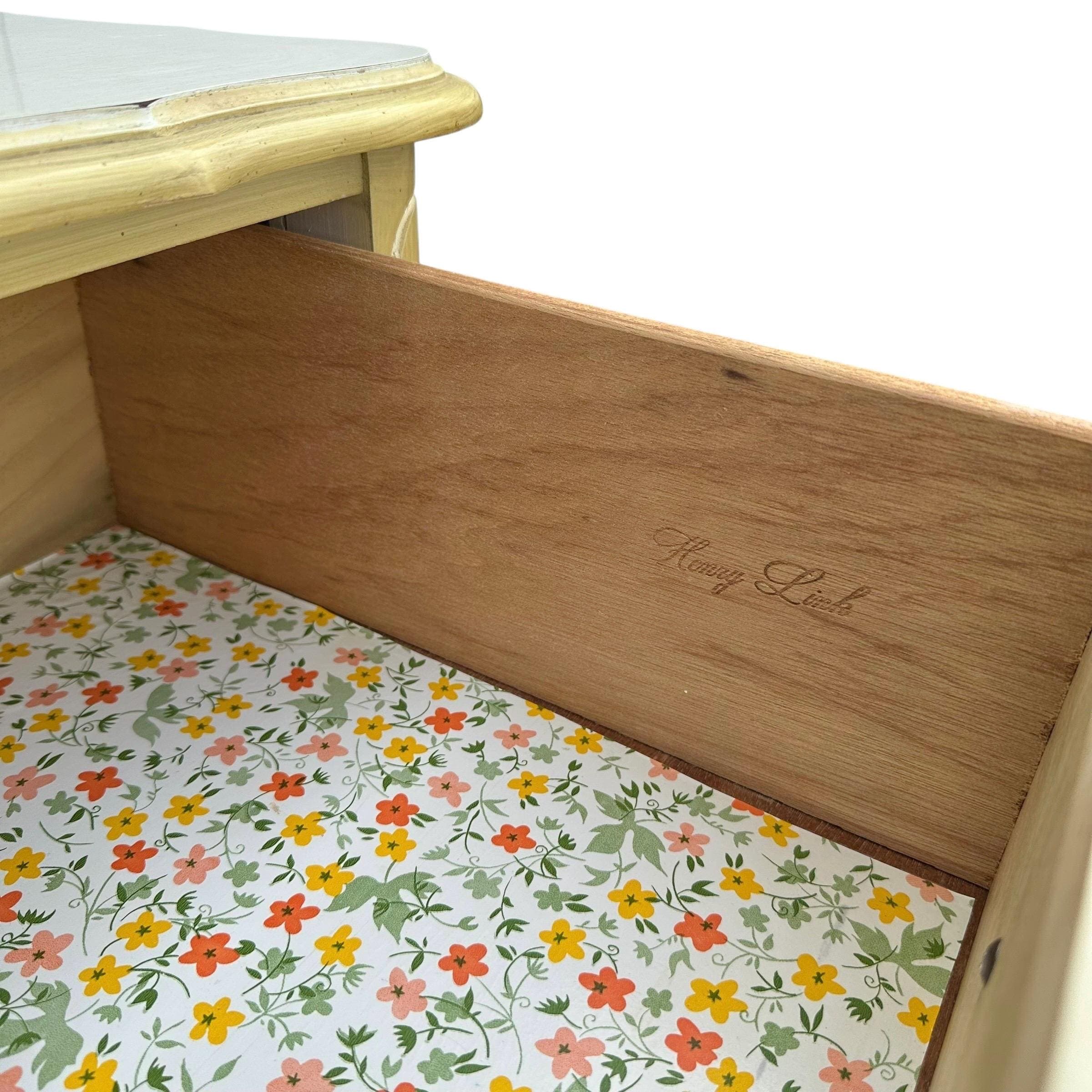 Henry Link French Provincial Dresser 69” Long - 1970s Vintage Golden Green & White Credenza with 9 Drawers Romantic Cottage Shabby Chic - Thumbnail 5