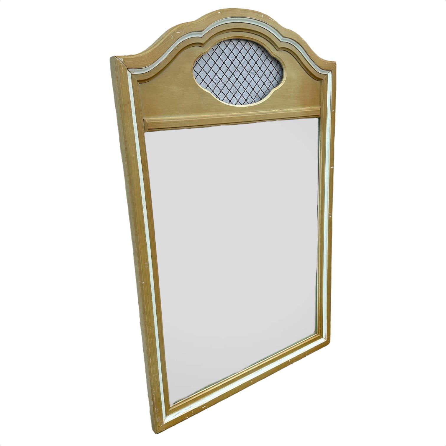 French Provincial Mirror by Henry Link 42x28 LOCAL PICKUP Vintage Green with Wire Mesh Shabby Chic Country Farmhouse Style - Thumbnail 6