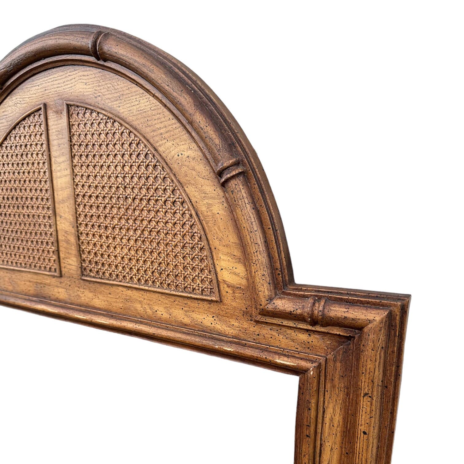 Large Faux Bamboo Mirror 56x32 LOCAL PICKUP Vintage Stanley Arched Curved Top Rattan Cane Coastal Hollywood Regency Boho Chic Wood Style - Thumbnail 4
